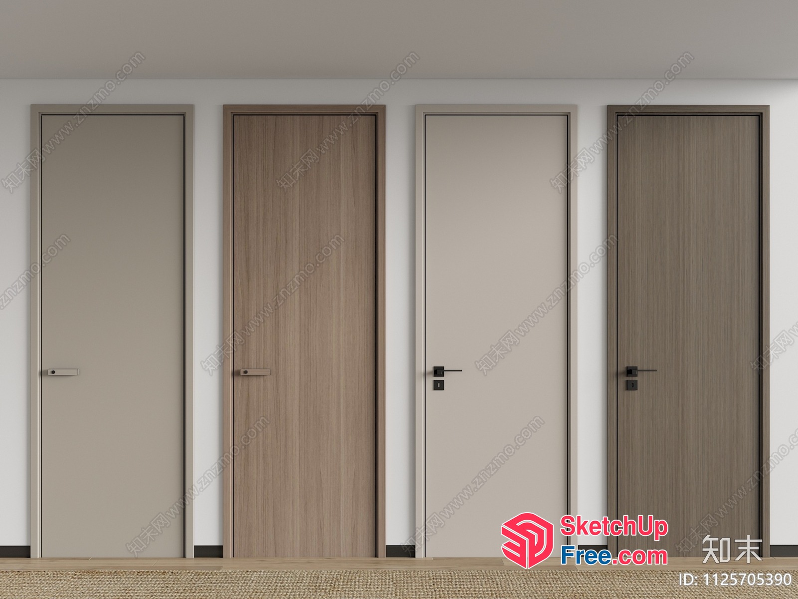 Four Doors In A Row 3D SketchUp File