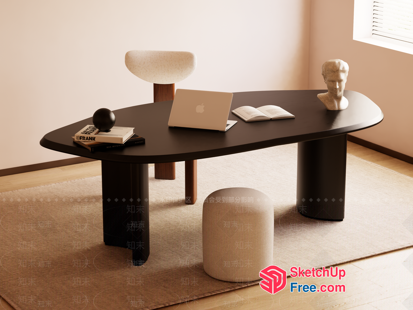 Modern Minimalist Office Desk Setup 3D SketchUp File