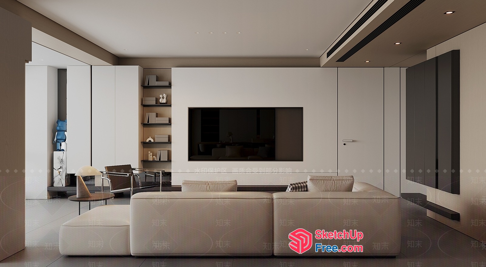 Modern Minimalist Living Room Interior 3D SketchUp File