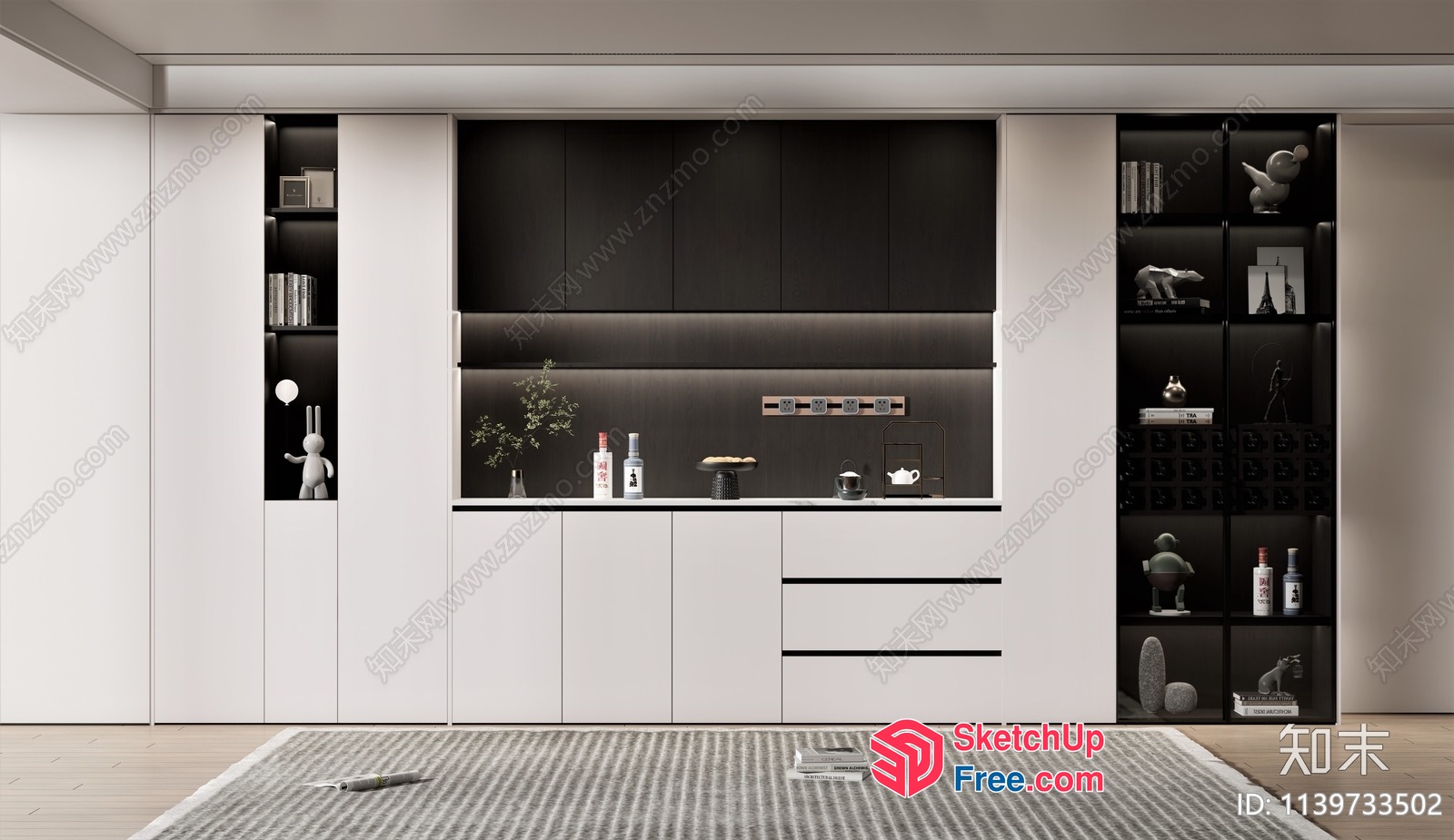 Modern Minimalist Interior With Sleek White And Black Decor 3D SketchUp File