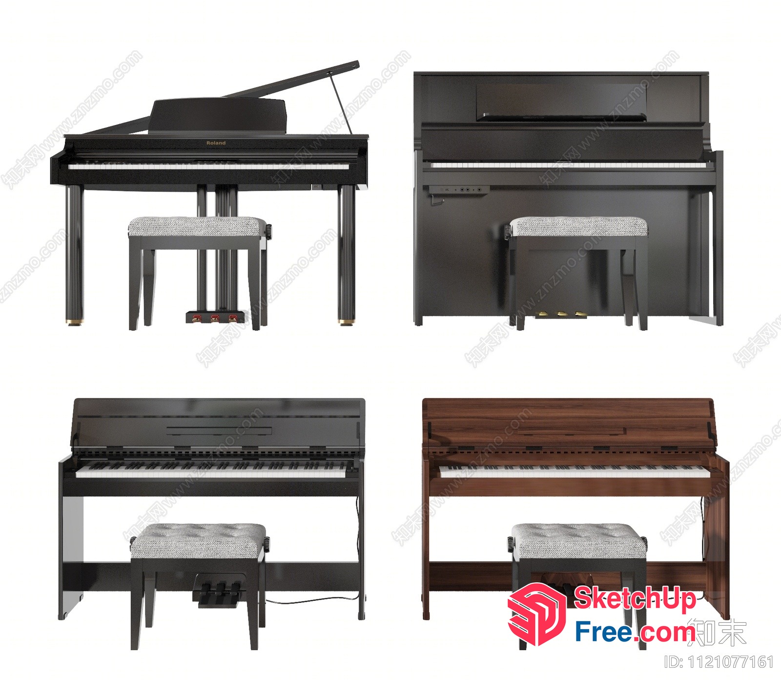 Piano And Stool Furniture Collection 3D SketchUp File