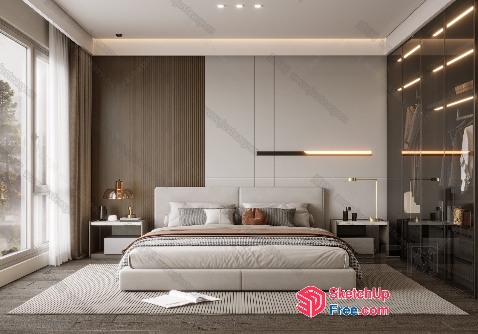 Modern Minimalist Bedroom Interior 3D SketchUp File