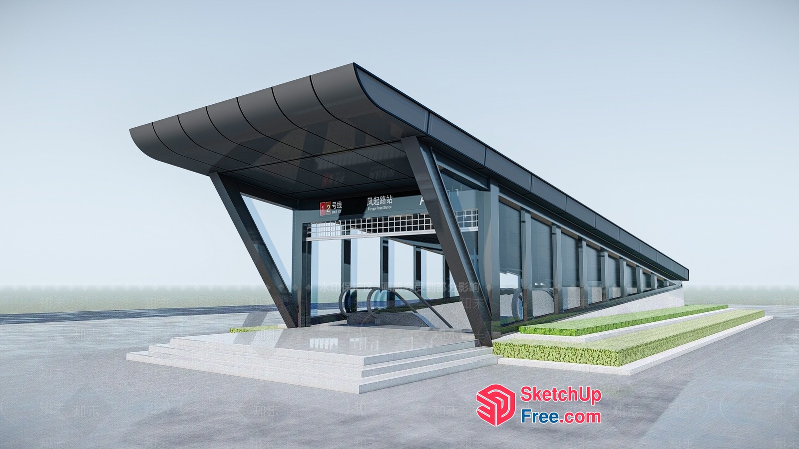 Modern Glass And Steel Building Exterior 3D SketchUp File