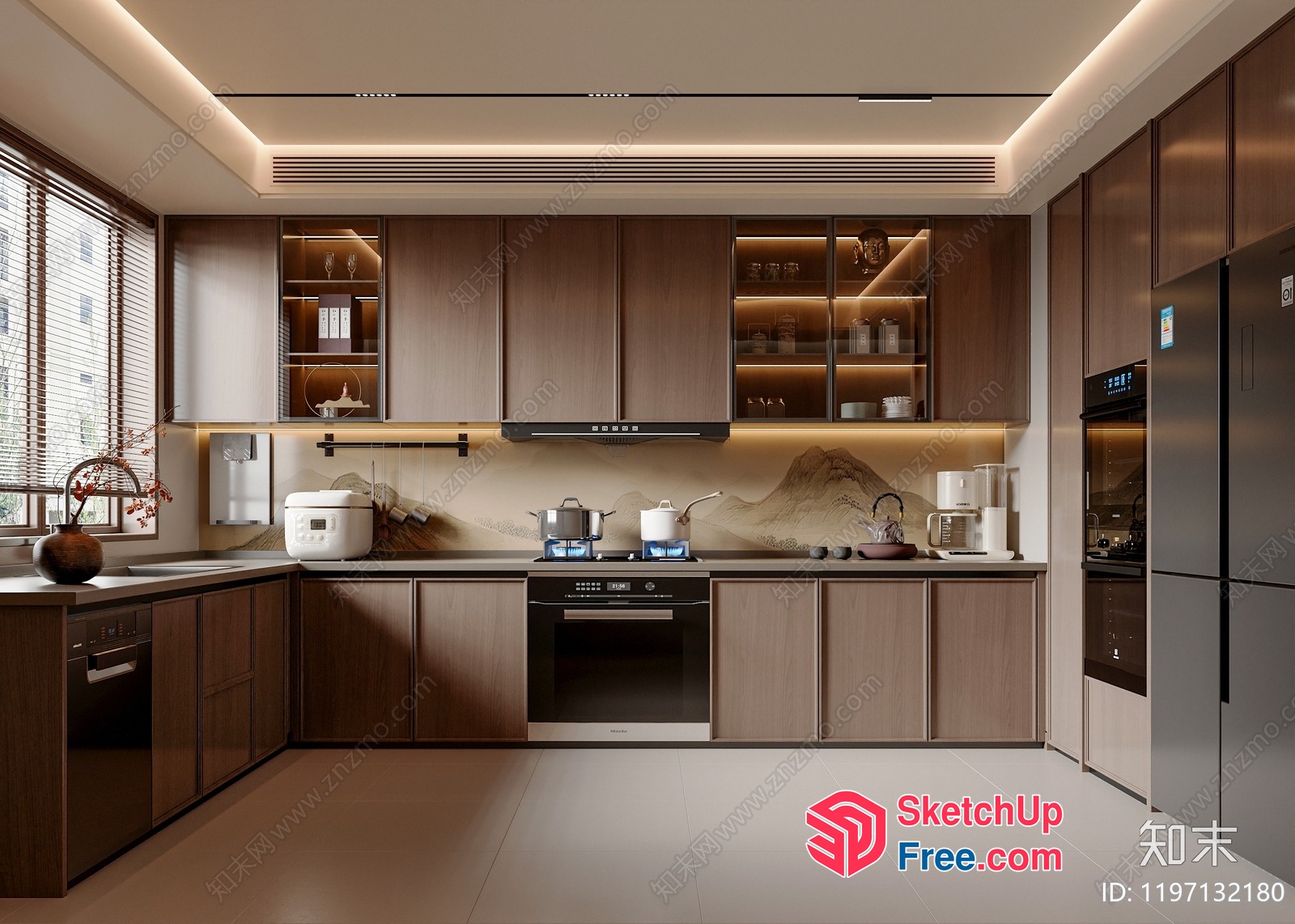 Modern Kitchen Interior With Natural Light 3D SketchUp File