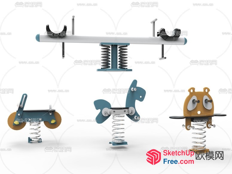 Creative Spring-Inspired Playground Equipment 3D SketchUp File