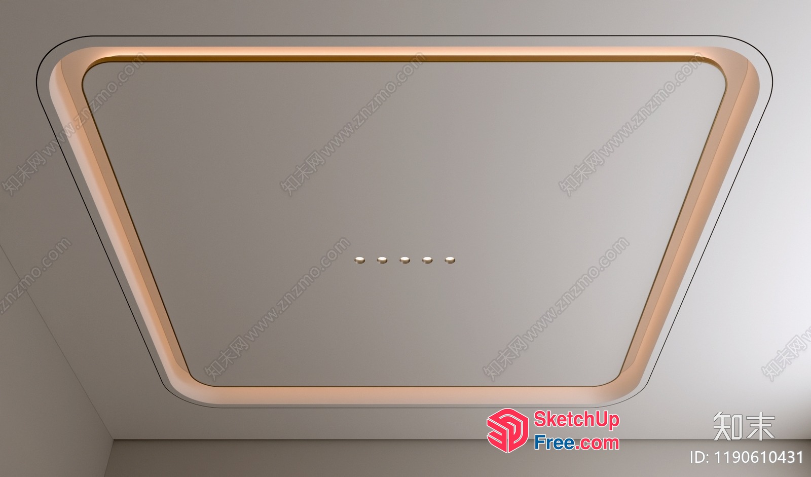 Modern White Rectangular Ceiling Light Fixture 3D SketchUp File