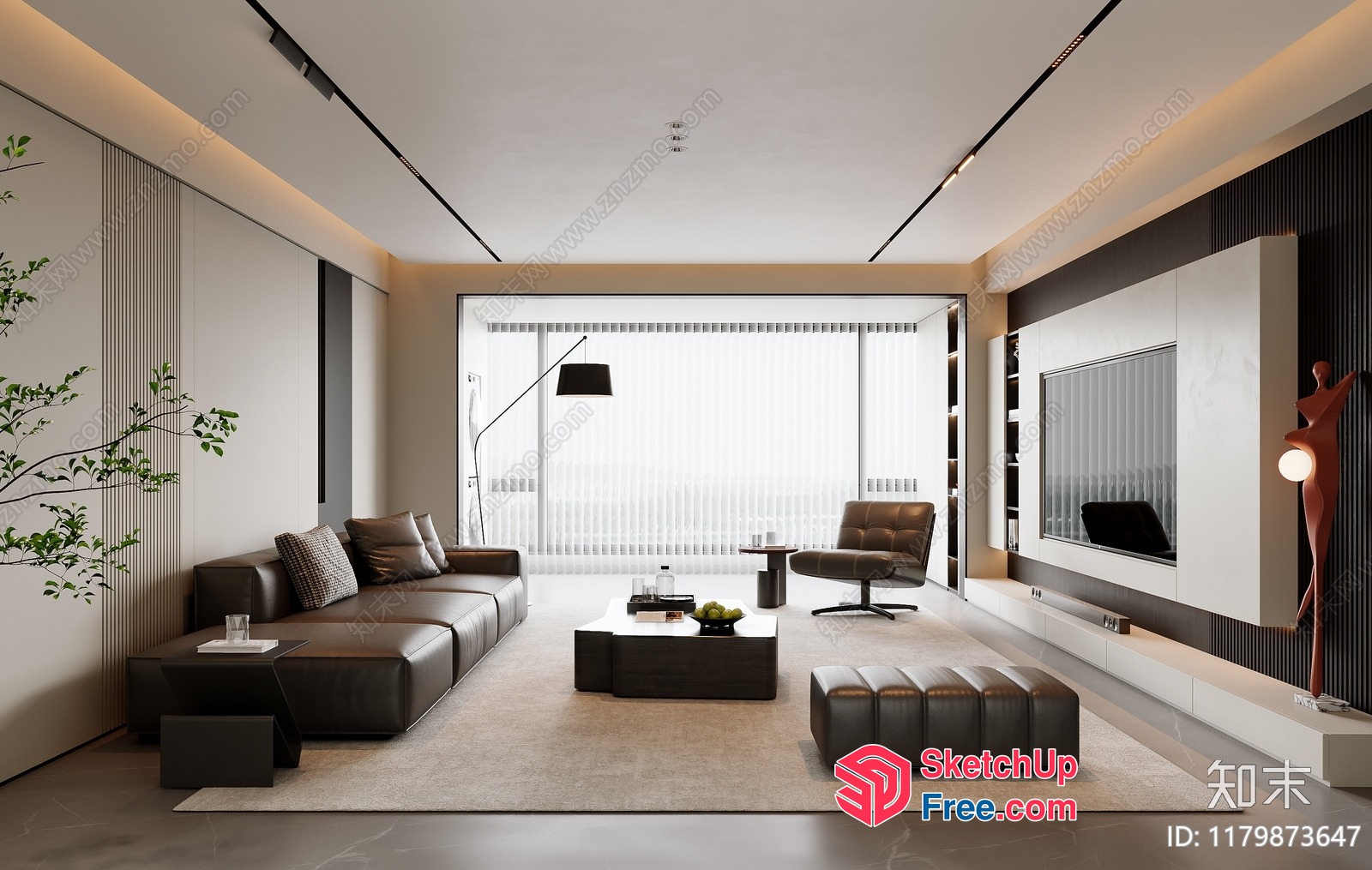 Minimalist Modern Living Room With Sleek Furniture 3D SketchUp File