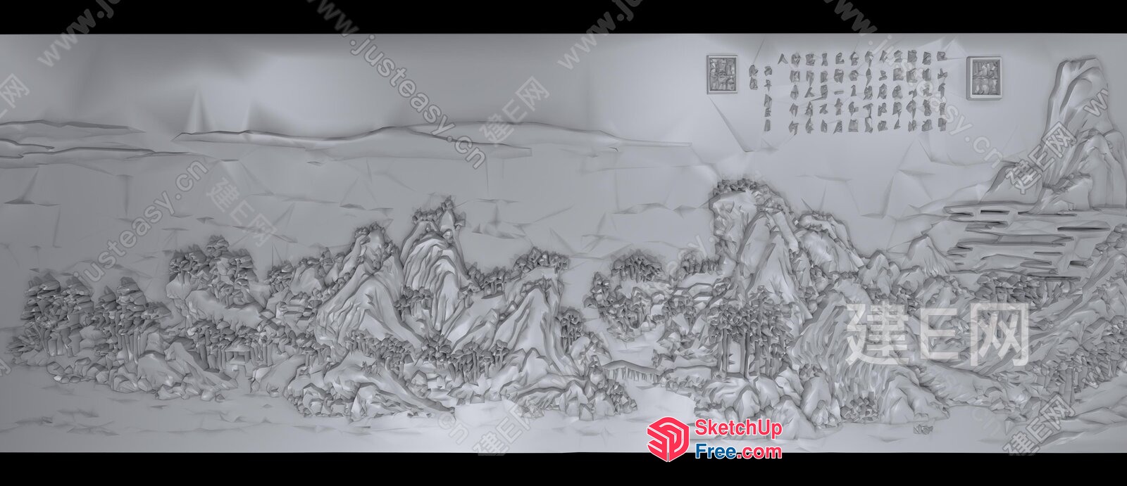 Intricate Carved Mountain Landscape 3D SketchUp File