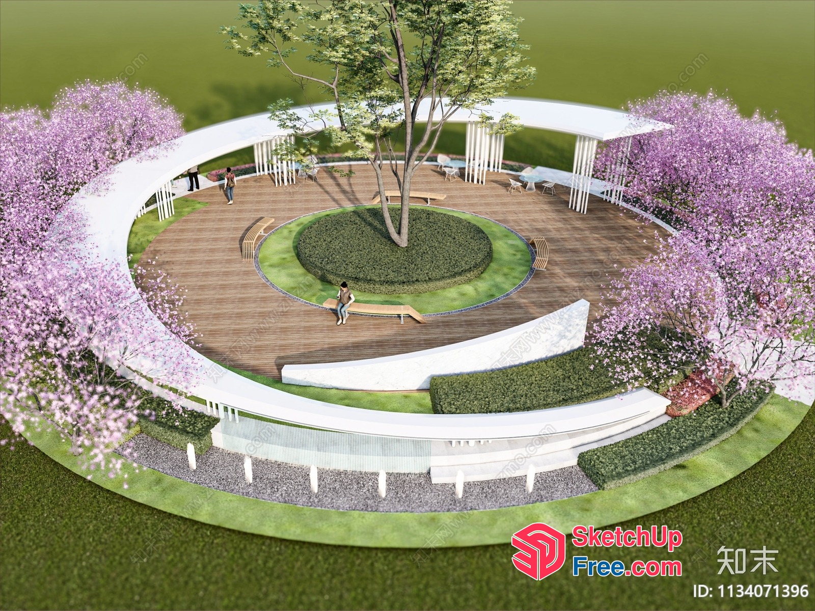Modern Outdoor Pavilion With Circular Seating Area 3D SketchUp File