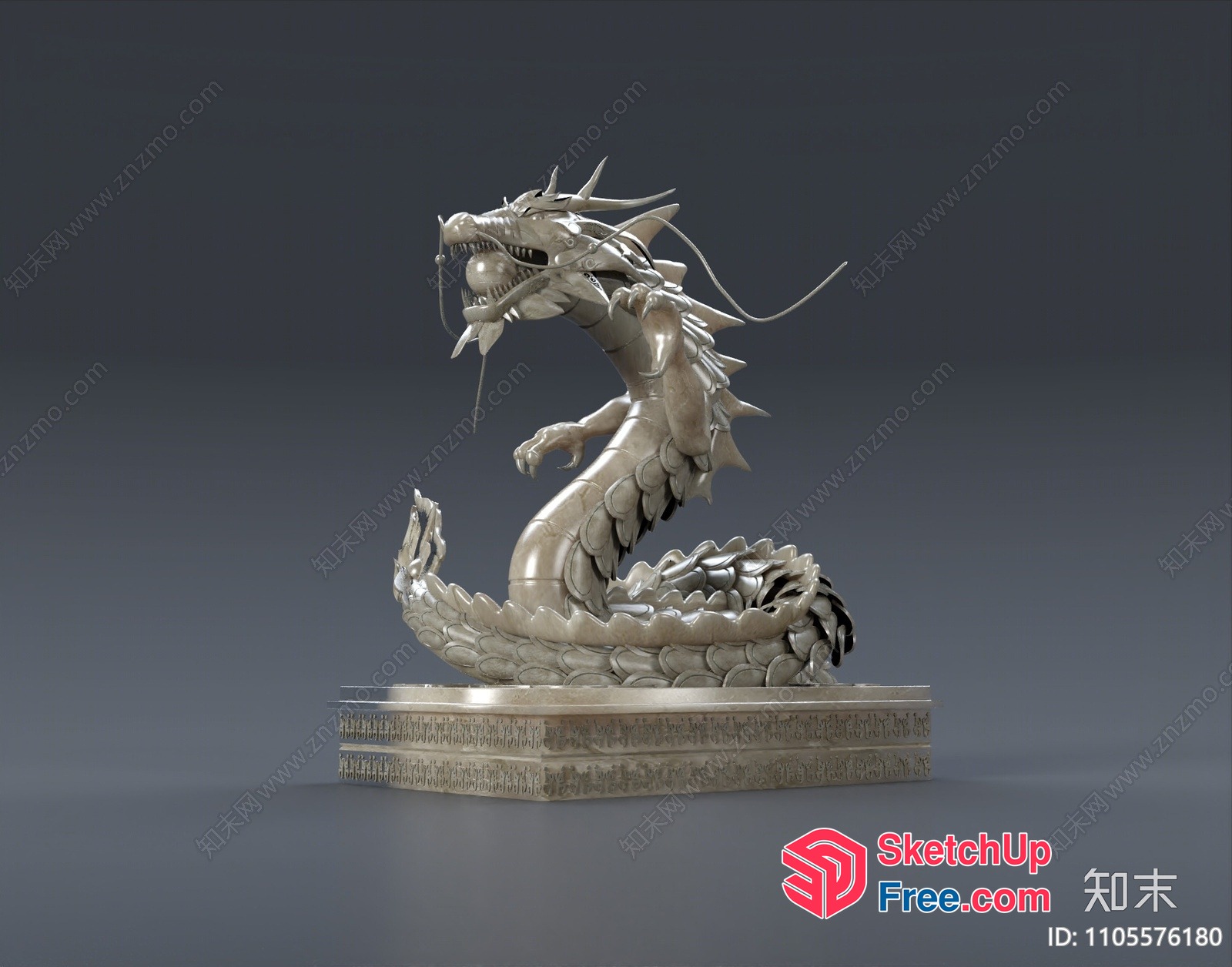 Dragon Sculpture On Pedestal 3D SketchUp File