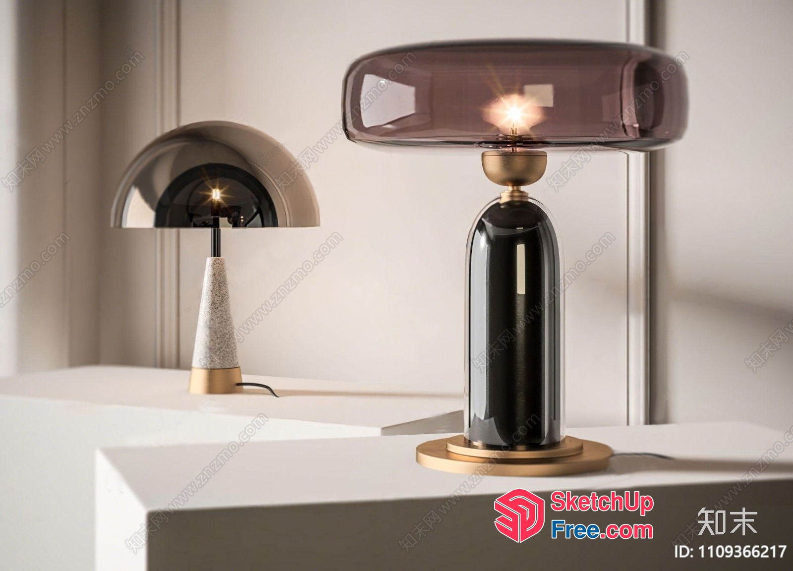 Modern Glass Table Lamps With Unique Shapes 3D SketchUp File