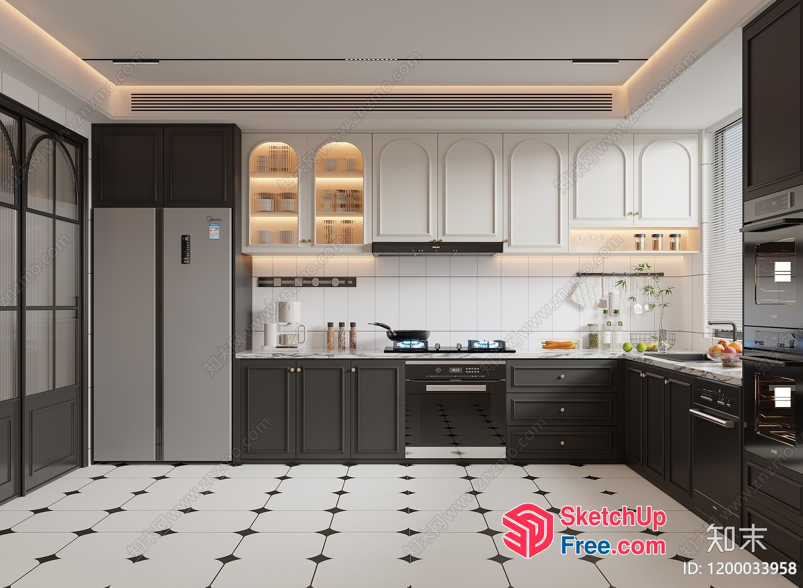 Elegant Modern Kitchen With Sleek Appliances And Natural Light 3D SketchUp File
