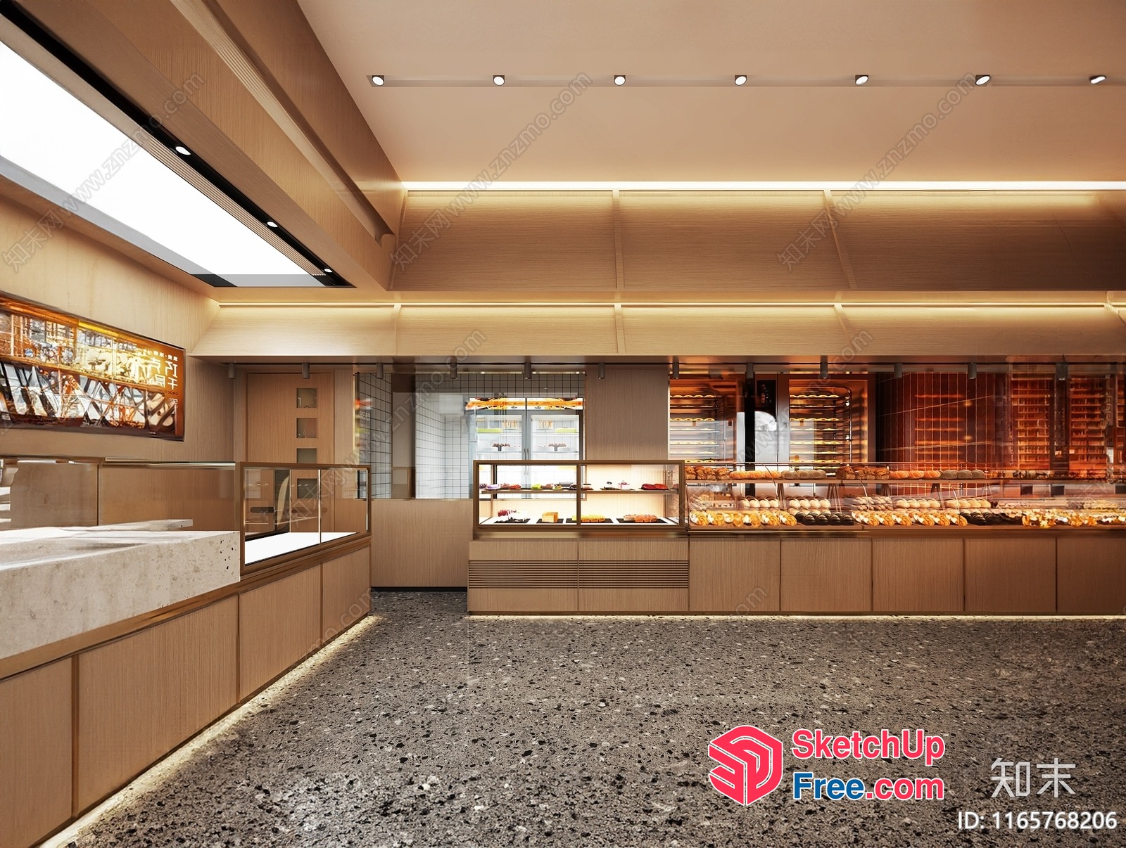 Modern Bakery Interior With Sleek Display Cases 3D SketchUp File