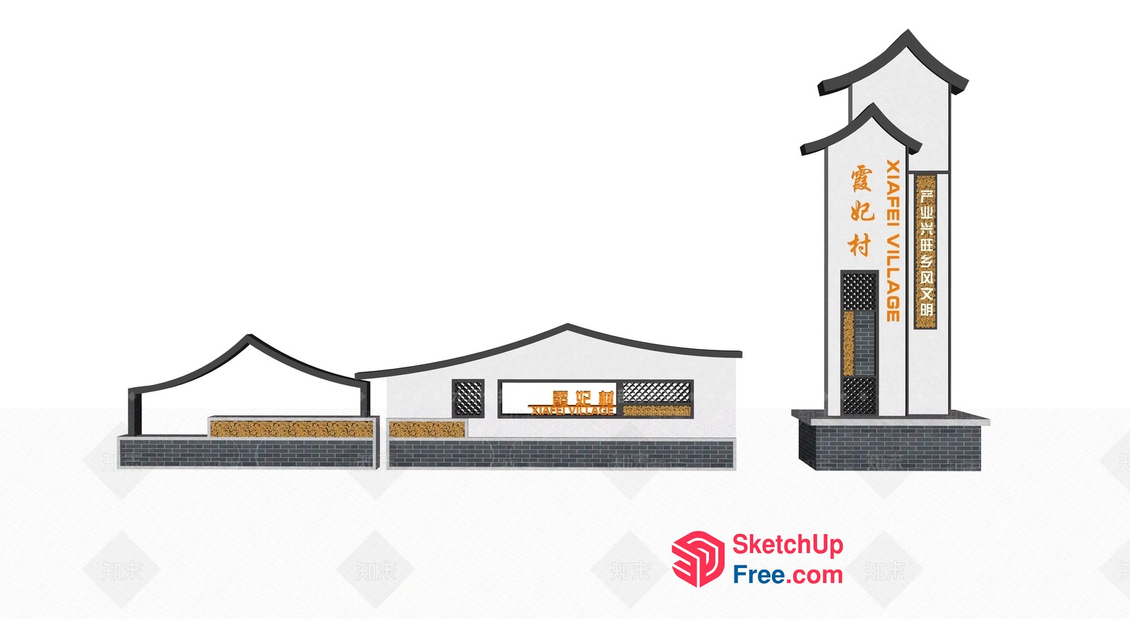 Traditional Asian Village Entrance 3D SketchUp File