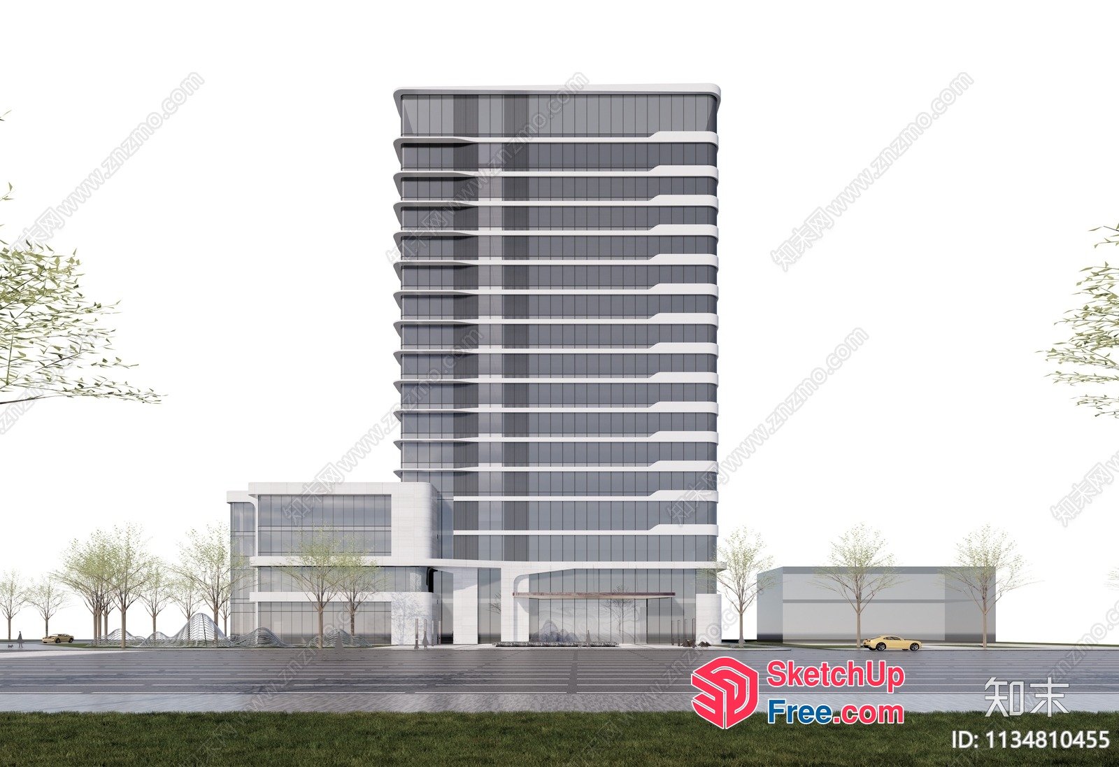 Modern Glass And Steel Office Building Exterior 3D SketchUp File