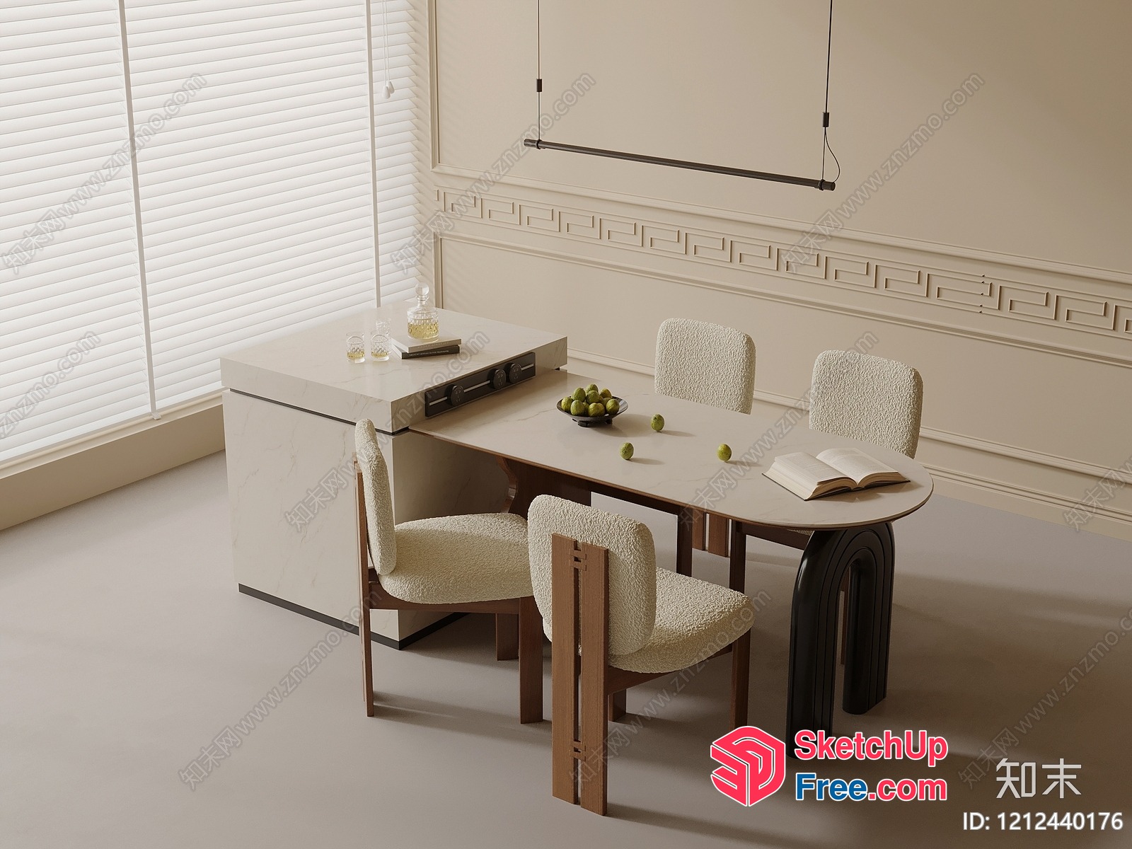 Elegant Minimalist Dining Room Interior 3D SketchUp File