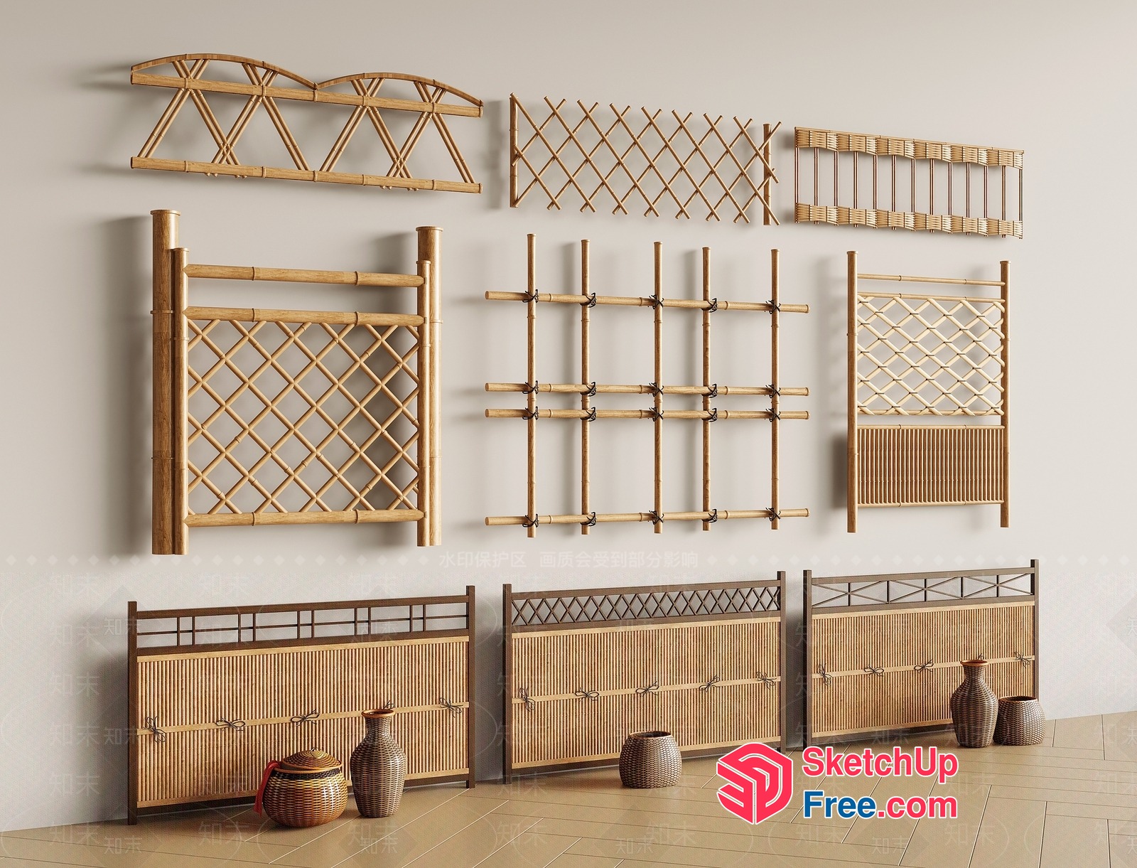 Traditional Japanese Decorative Screens 3D SketchUp File