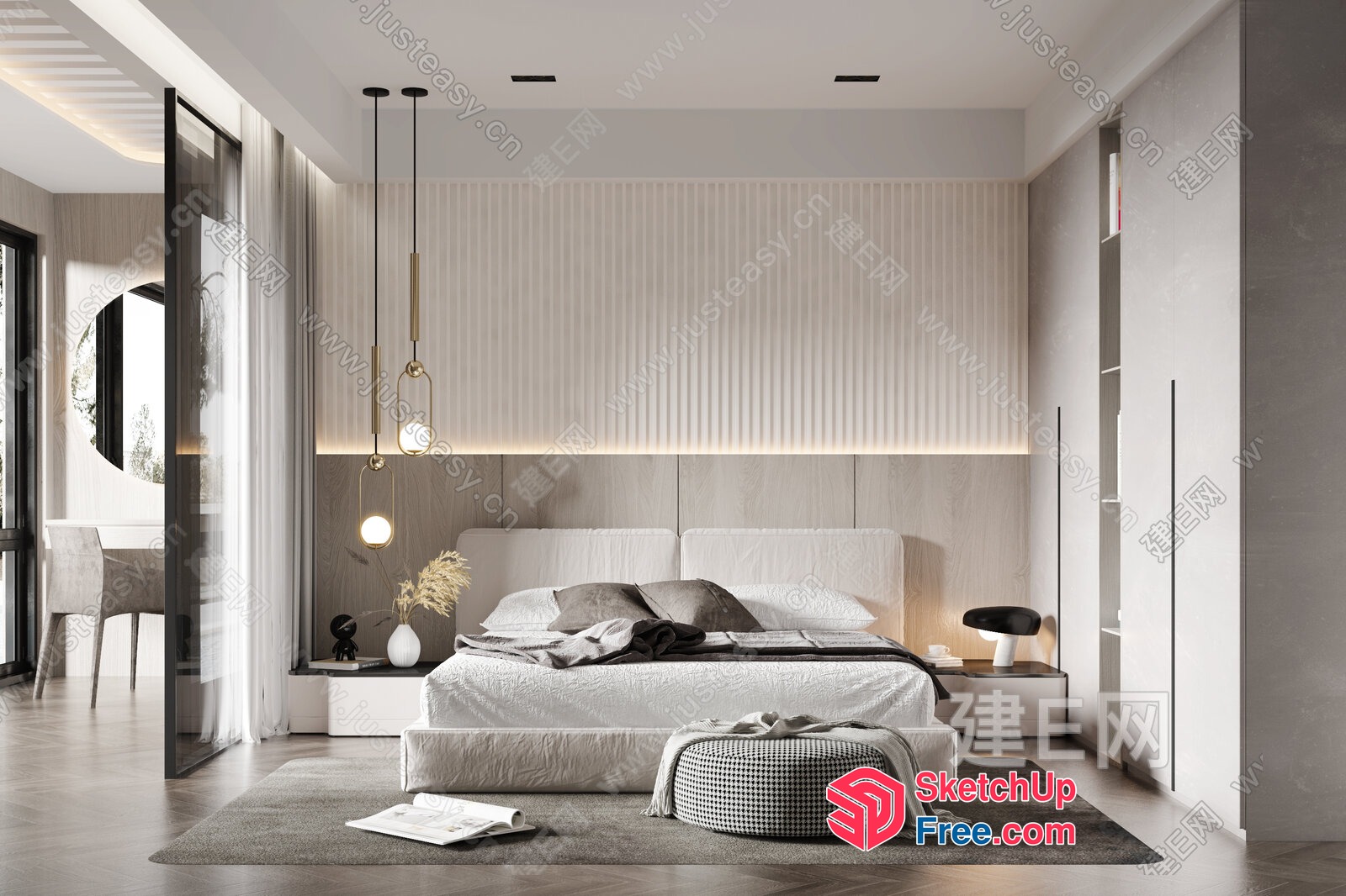 Modern Minimalist Bedroom Interior Design 3D SketchUp File