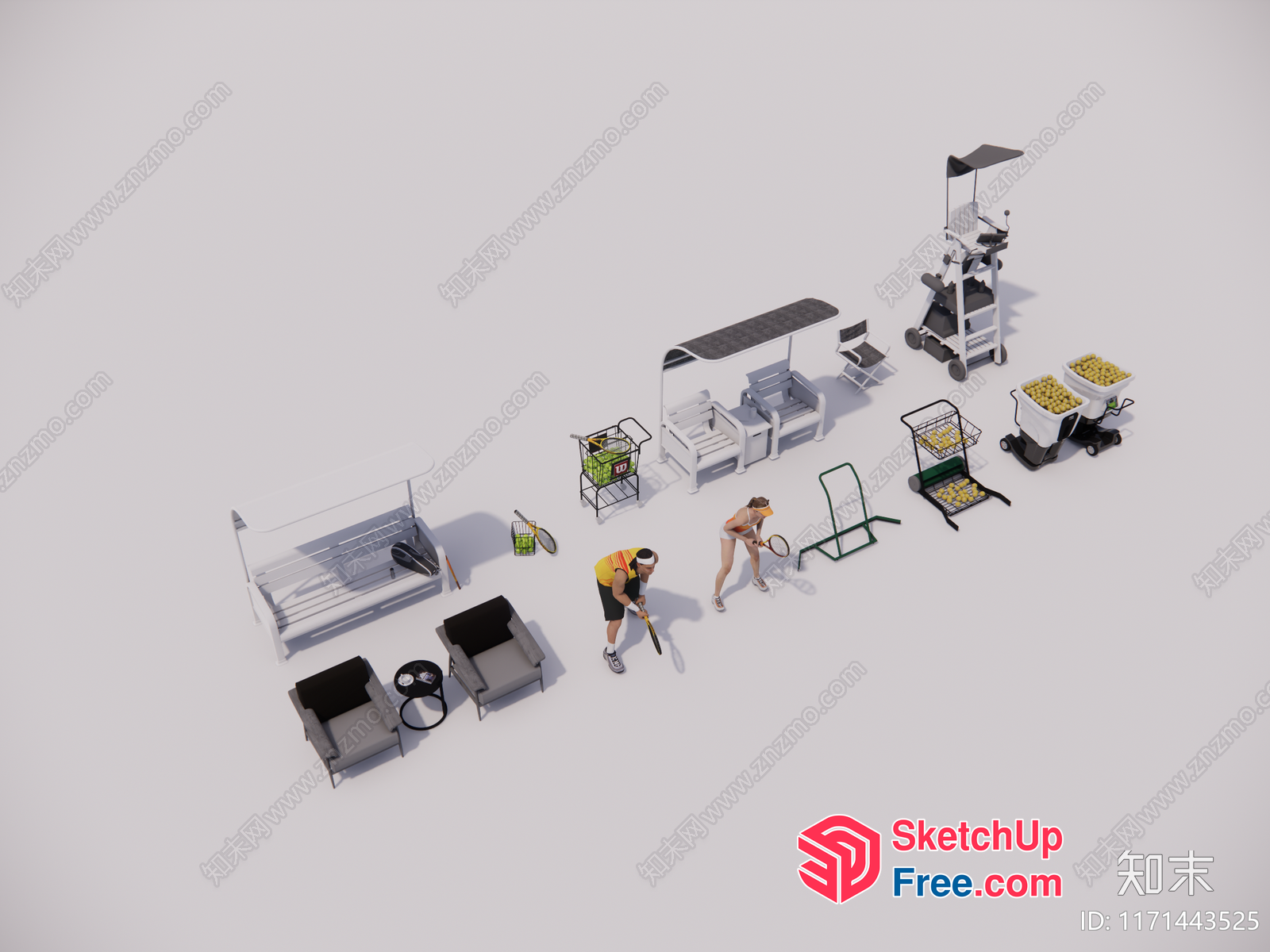 Tennis Court Decorations And Equipment 3D SketchUp File