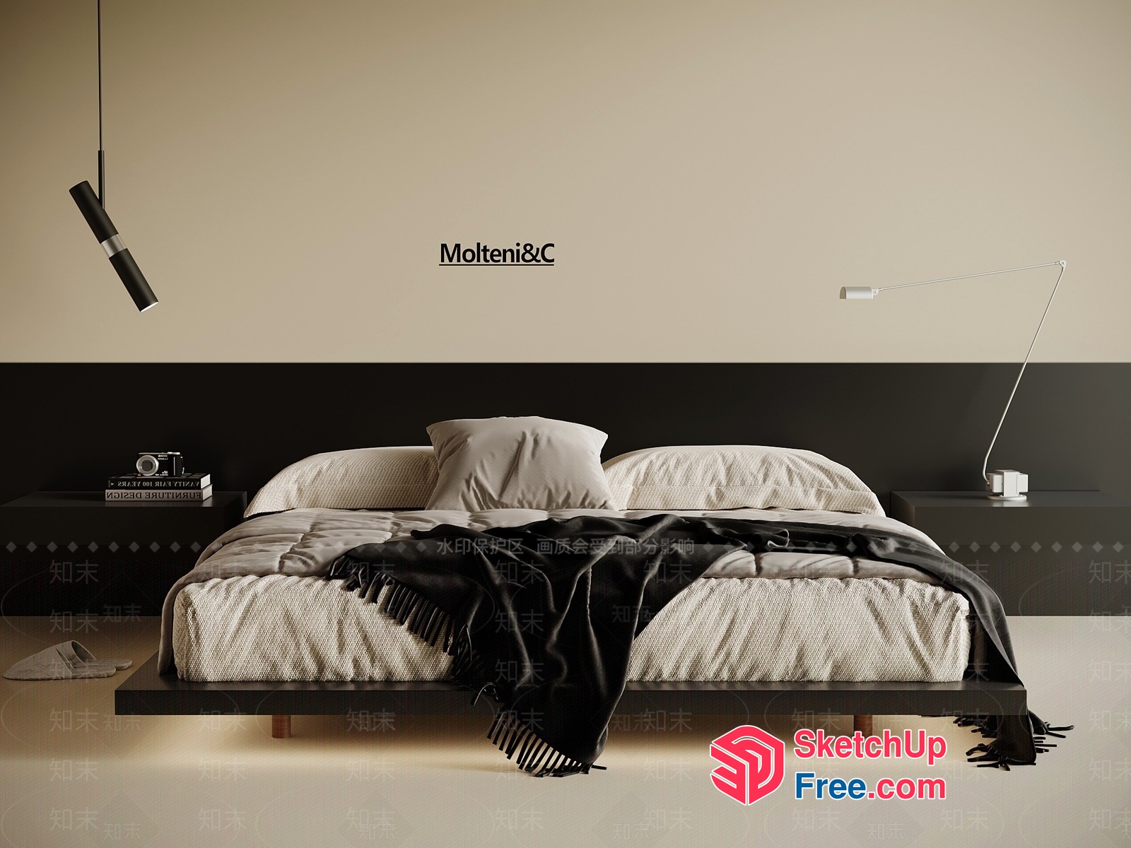 Modern Minimalist Bedroom Design With Neutral Color Scheme 3D SketchUp File