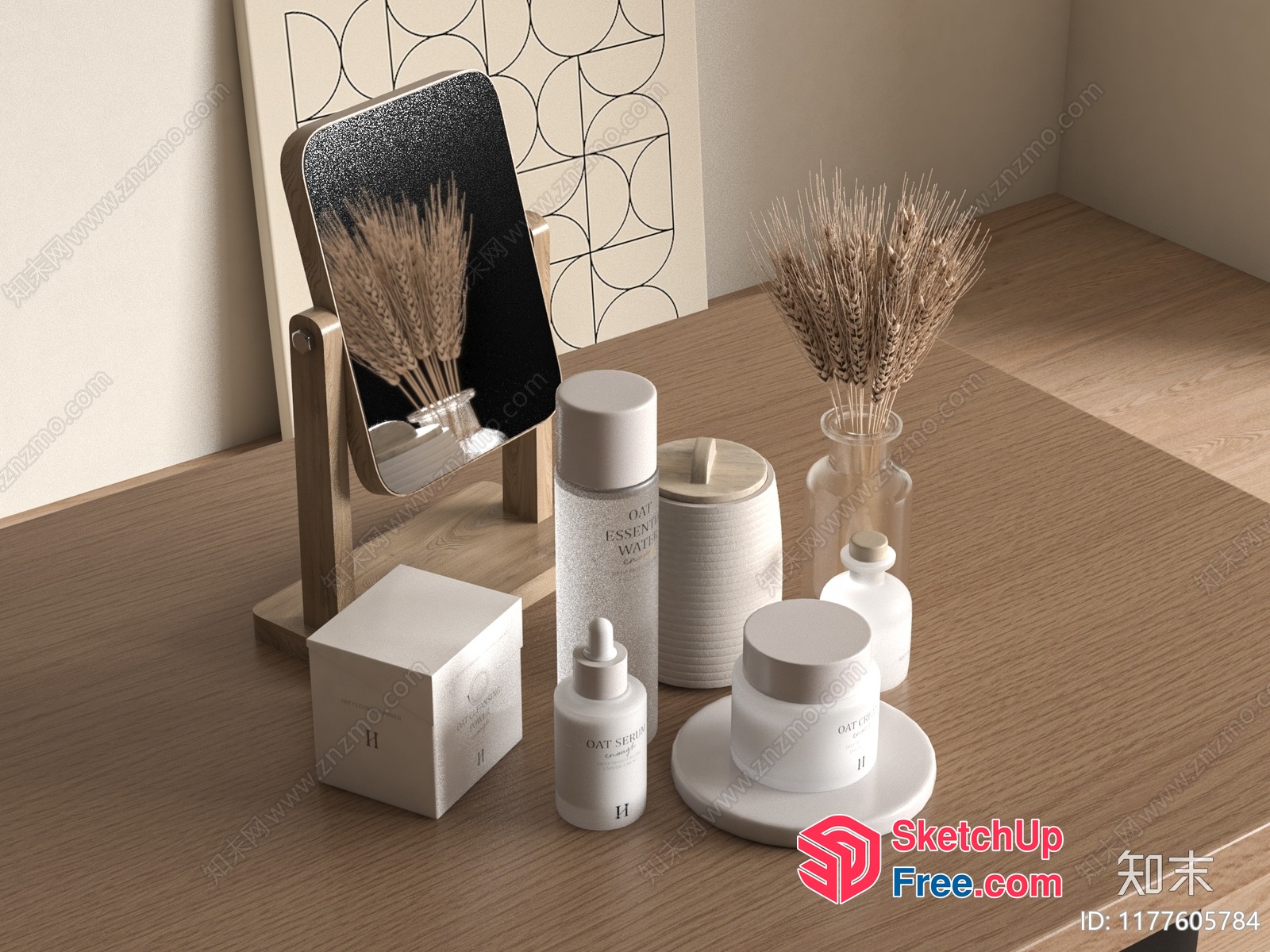 Simple White And Wood Home Decor Items 3D SketchUp File