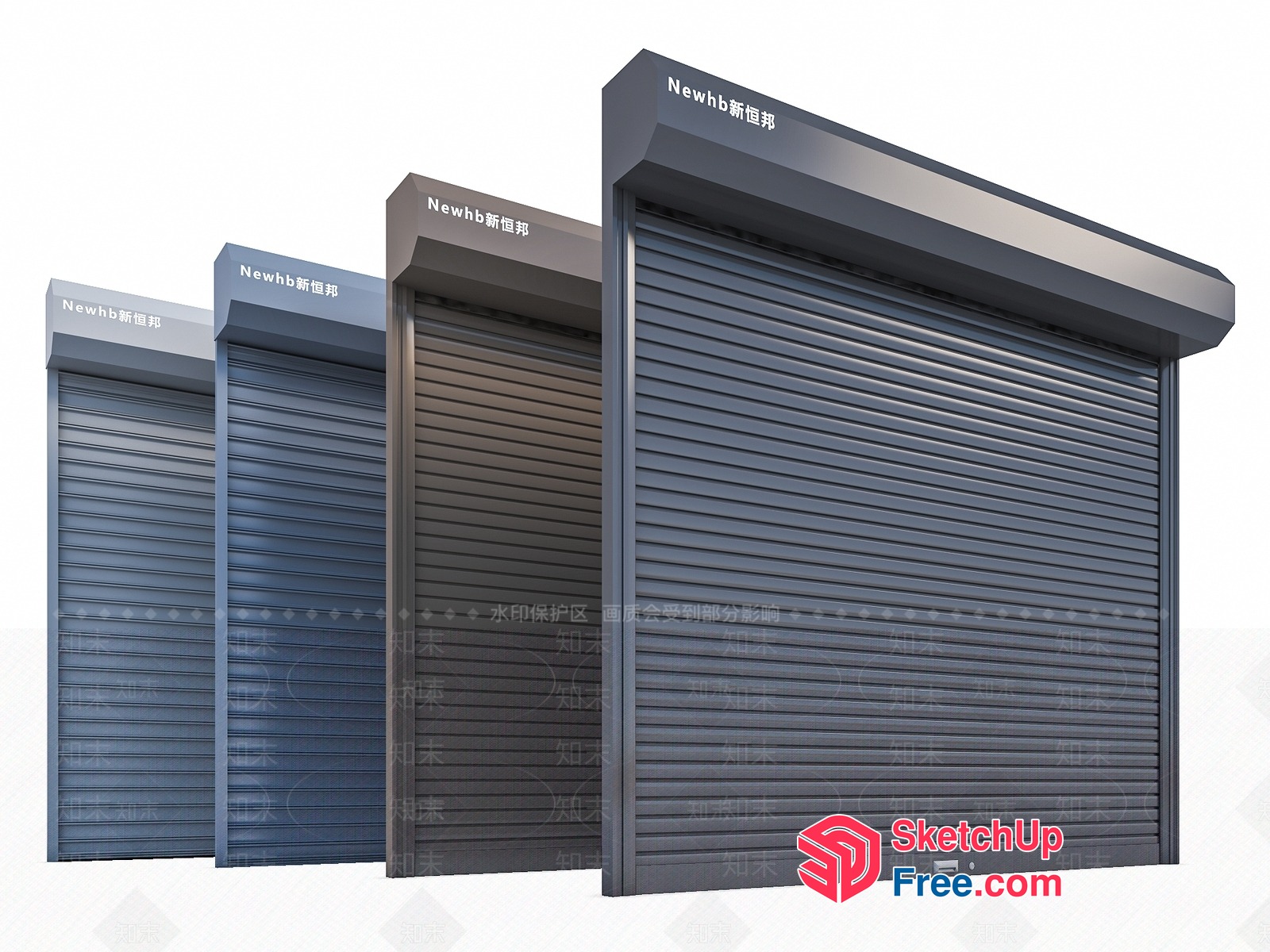 Grey Metal Garage Doors 3D SketchUp File