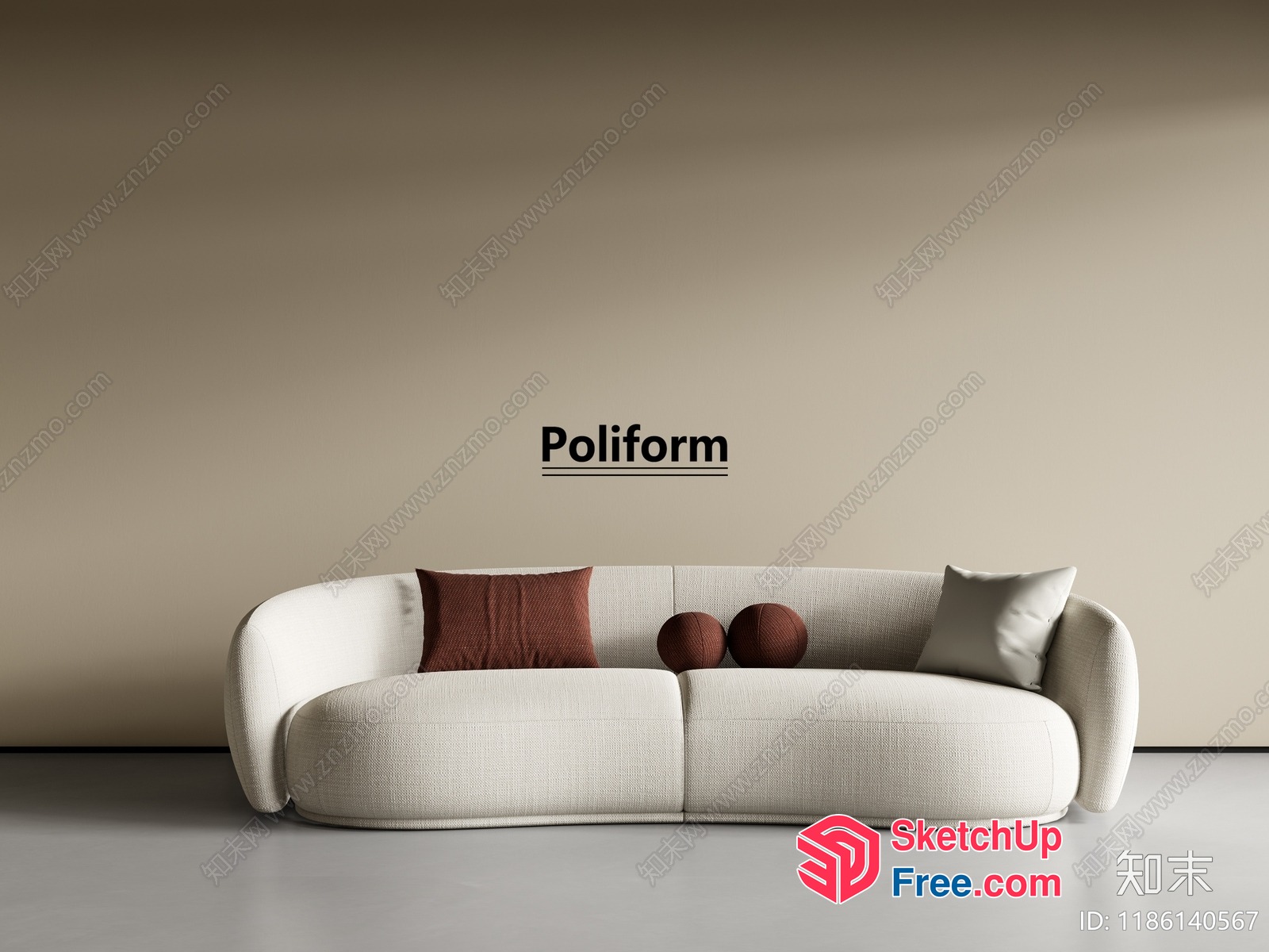 Modern Sofa With Pillows 3D SketchUp File