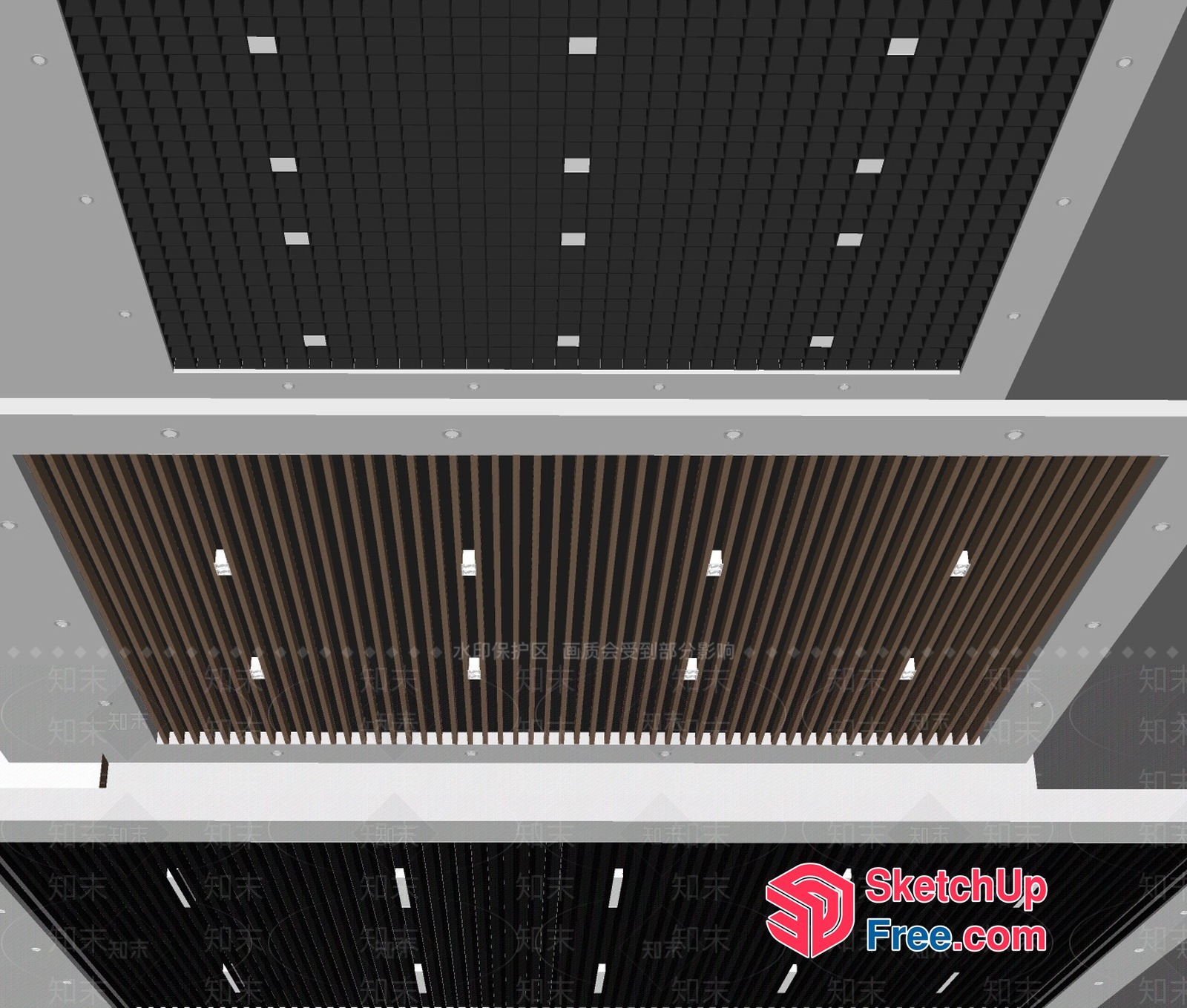 Black And Brown Striped Ceiling Detail 3D SketchUp File