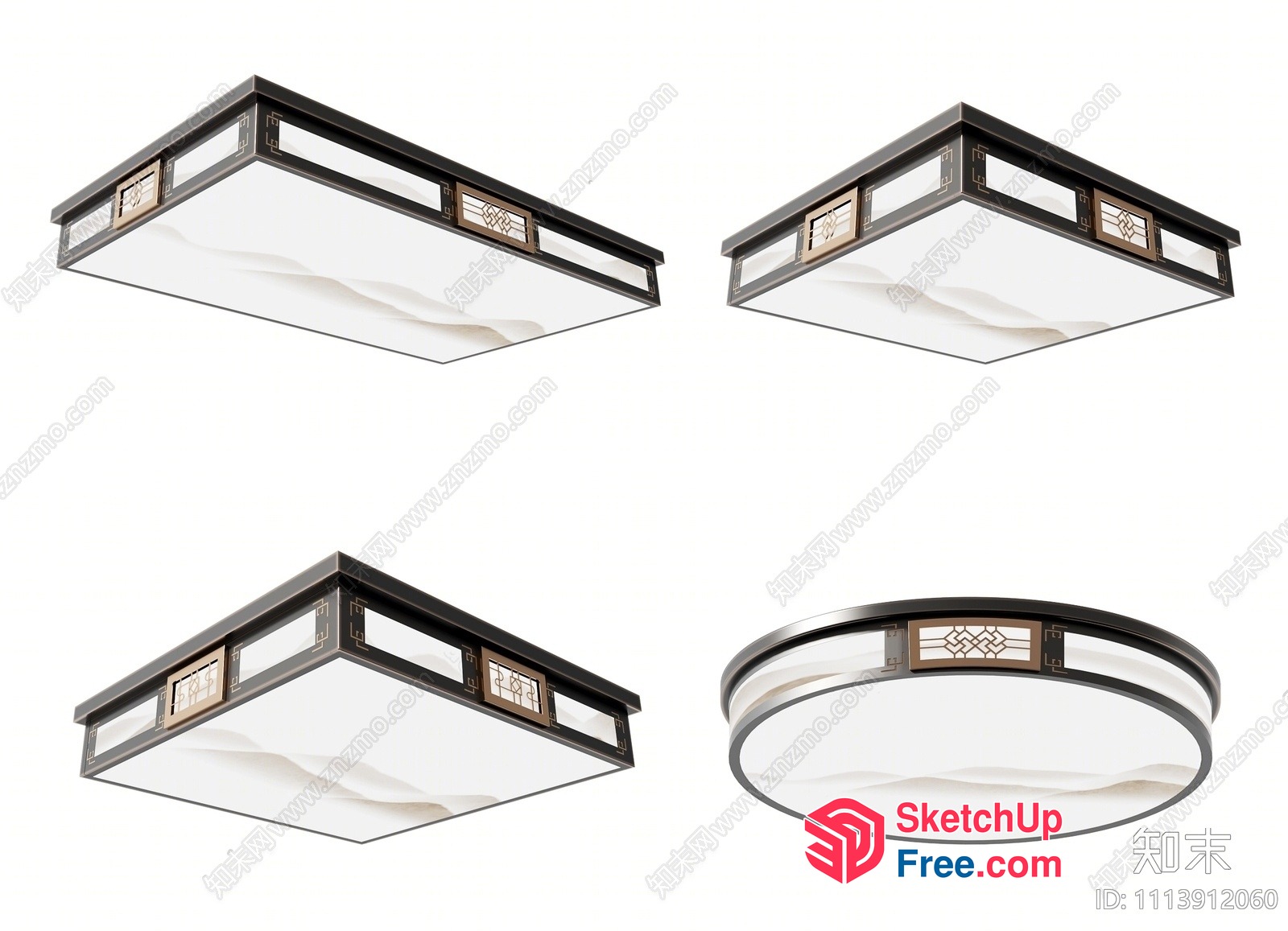 Asian-Inspired Ceiling Light Fixtures 3D SketchUp File