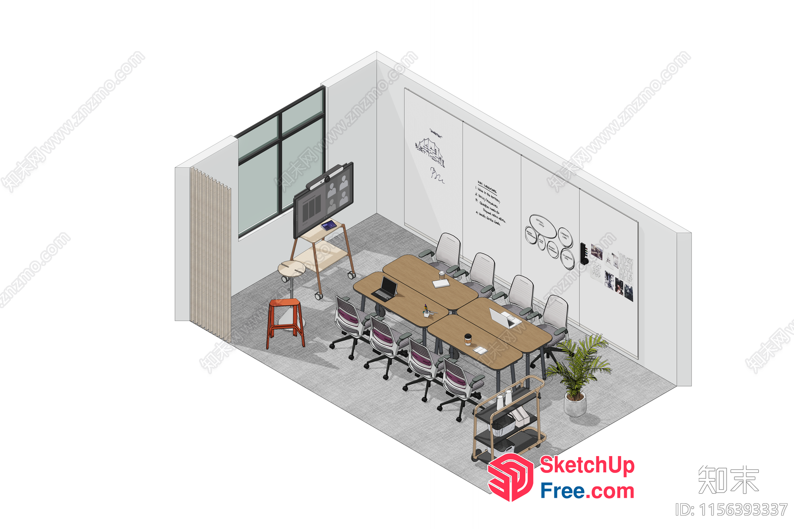 Office Meeting Room With Modern Furniture And Decor 3D SketchUp File