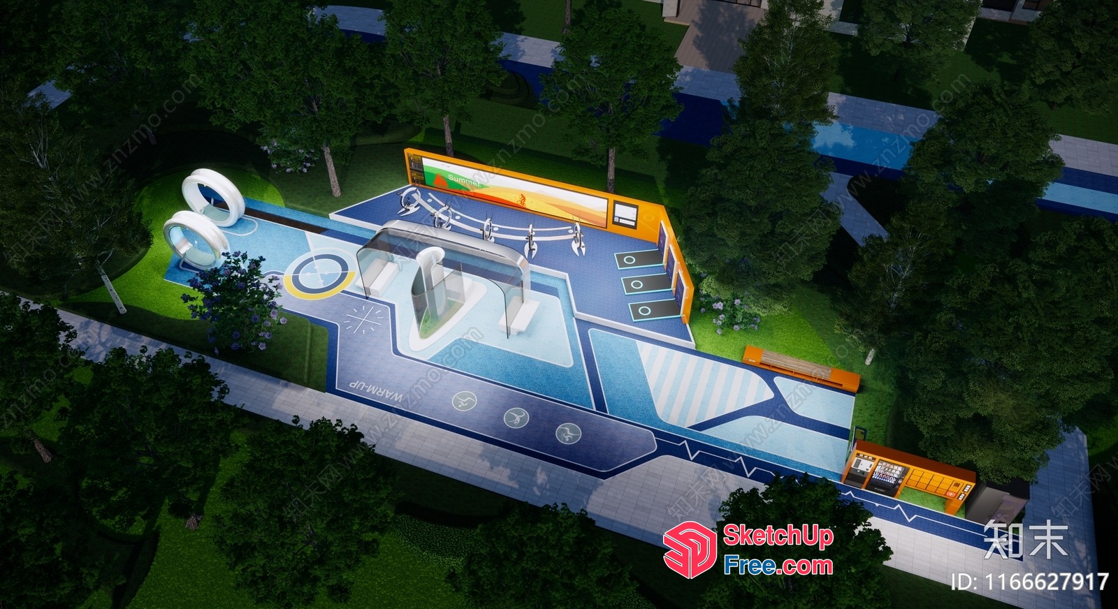 Futuristic Outdoor Sports Center 3D SketchUp File