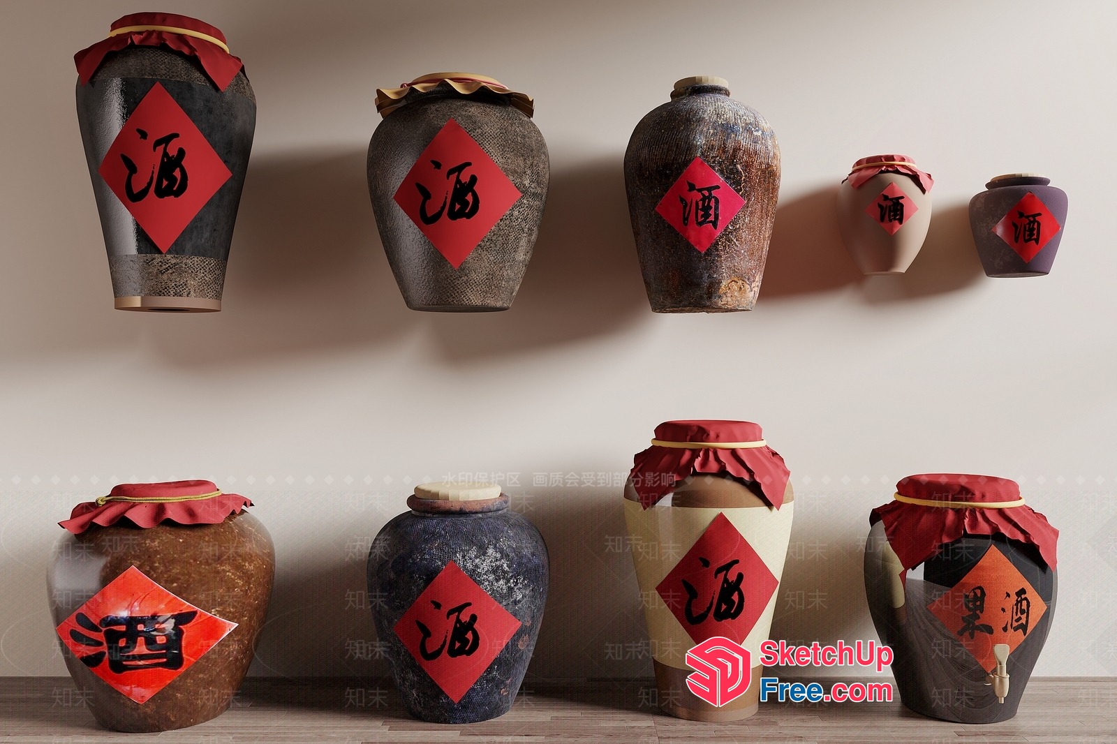 Traditional Chinese Decorative Vases 3D SketchUp File
