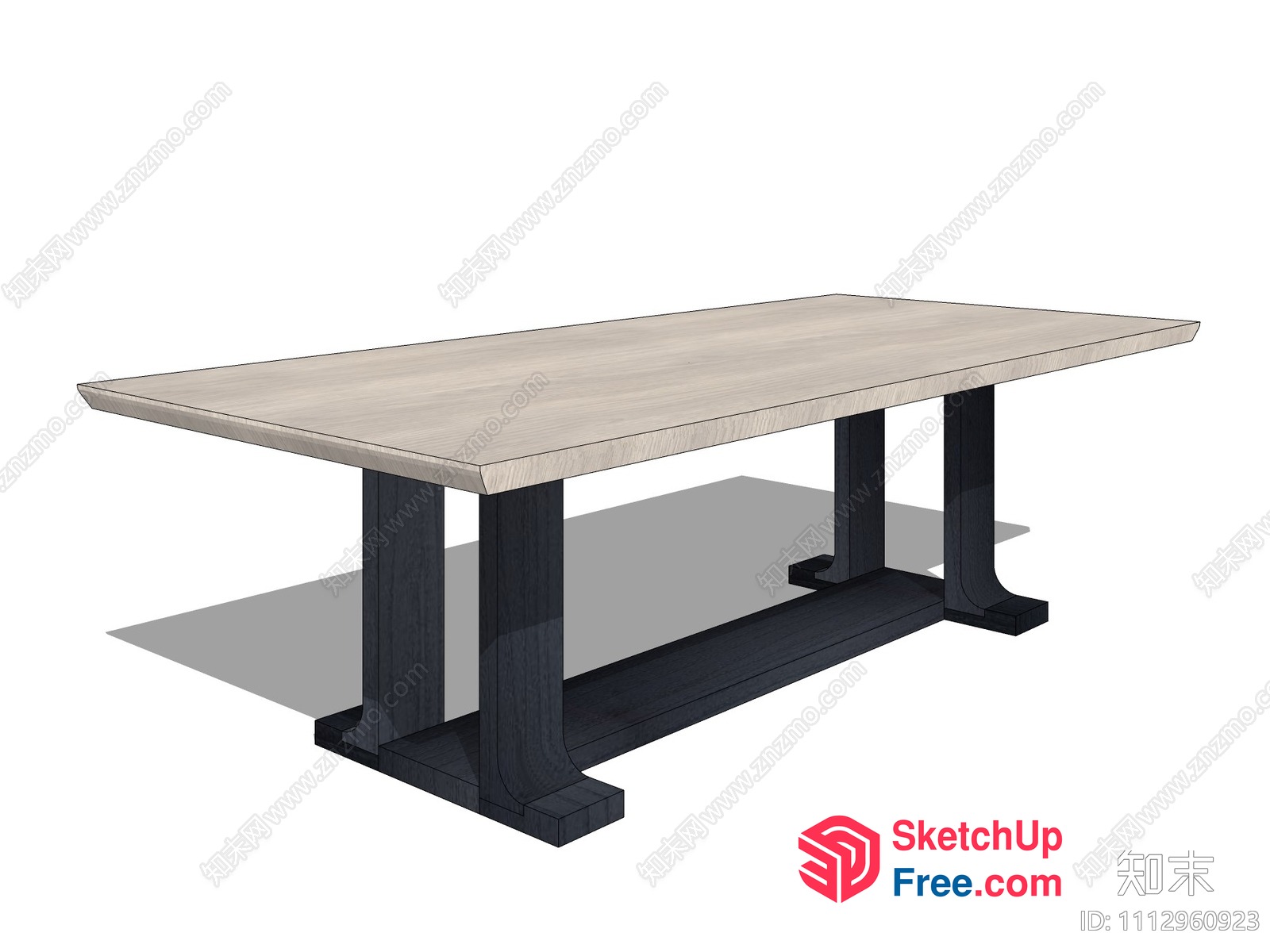 Modern Rectangular Table With Dark Legs 3D SketchUp File