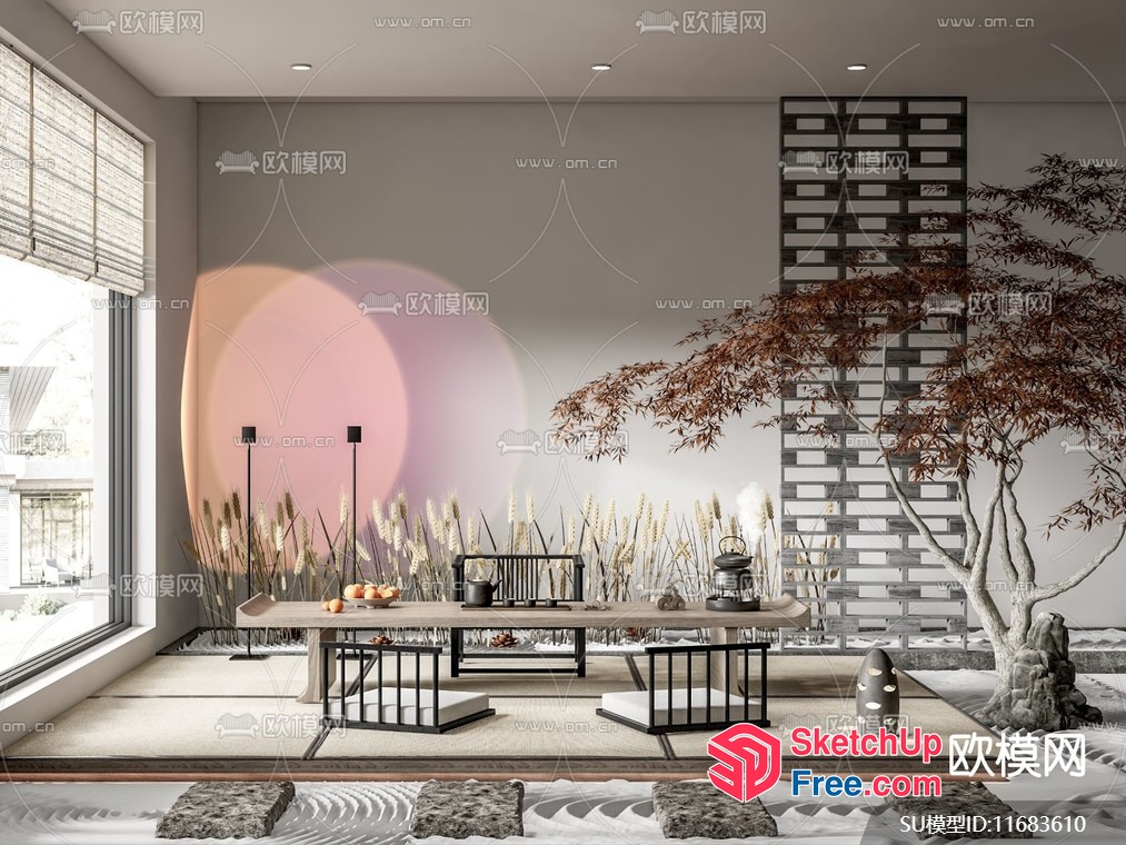 Japanese-Style Interior With Wabi-Sabi Decor 3D SketchUp File