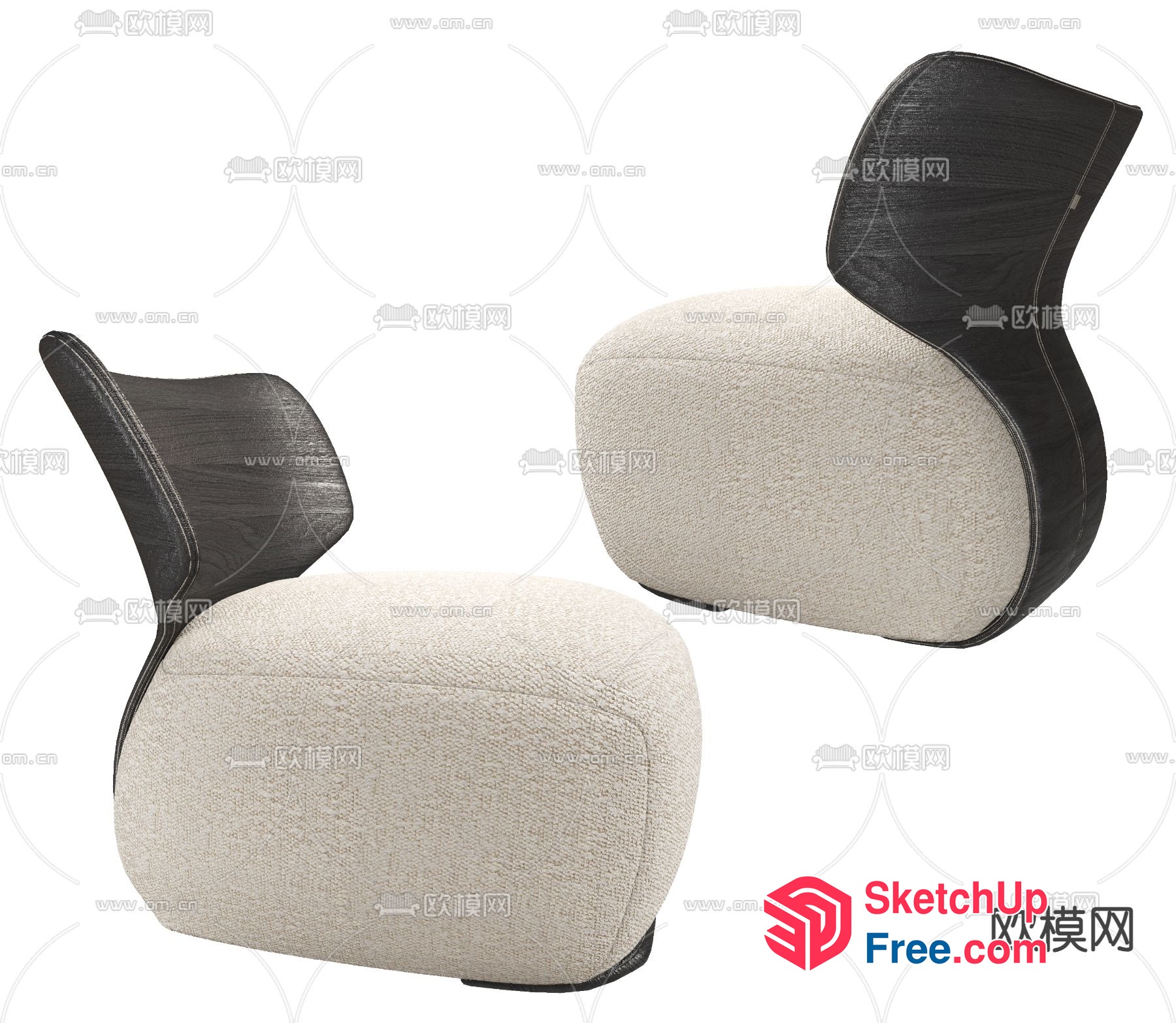 Stylish Modern Office Chairs With Curved Design 3D SketchUp File