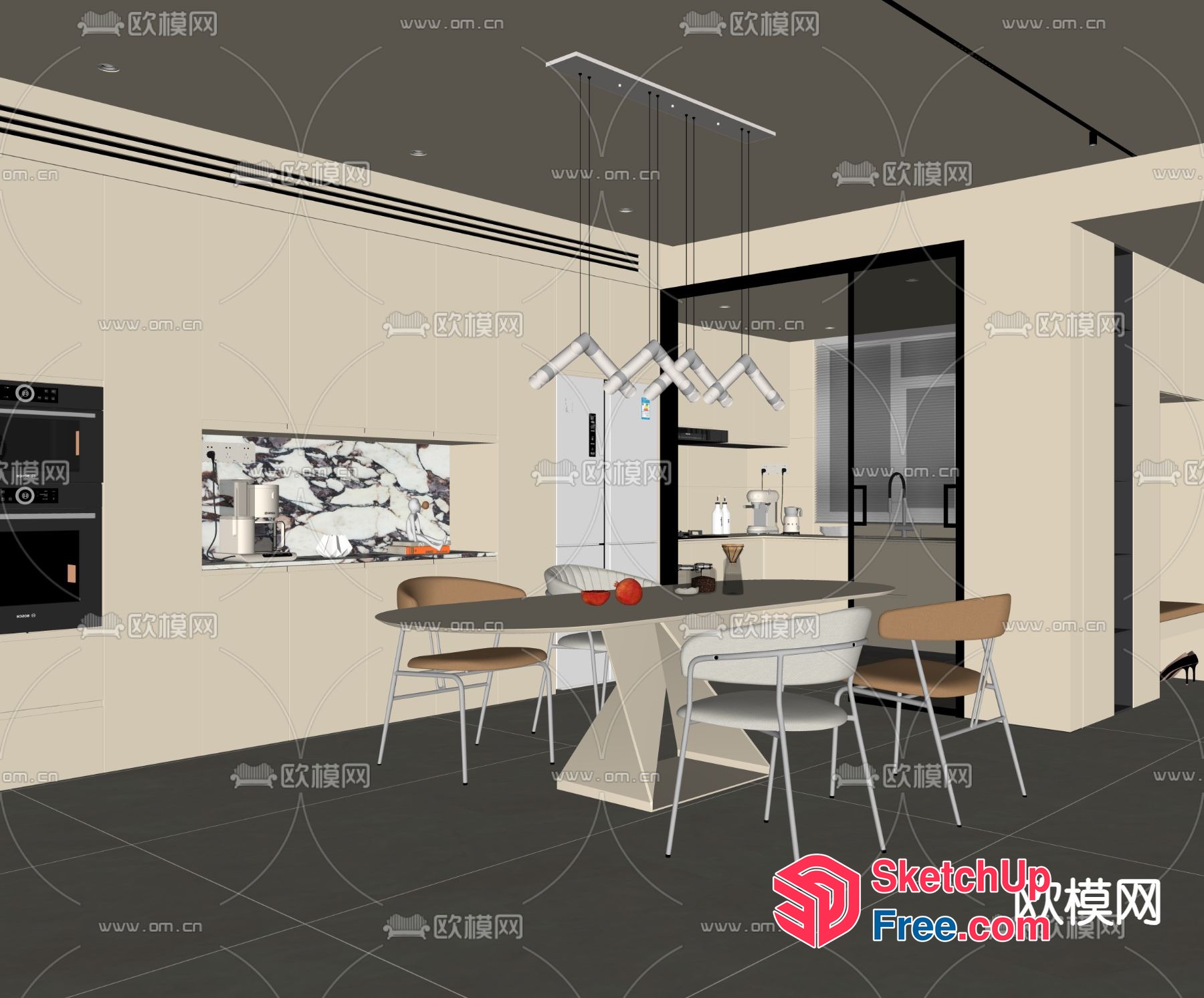 Modern Minimalist Dining Room With Sleek Furniture And Decor 3D SketchUp File