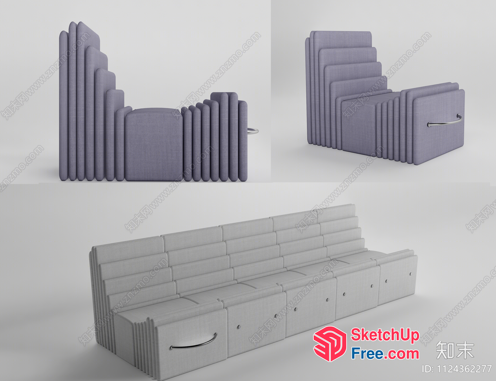 Staircase-Shaped Sofa And Storage Units 3D SketchUp File