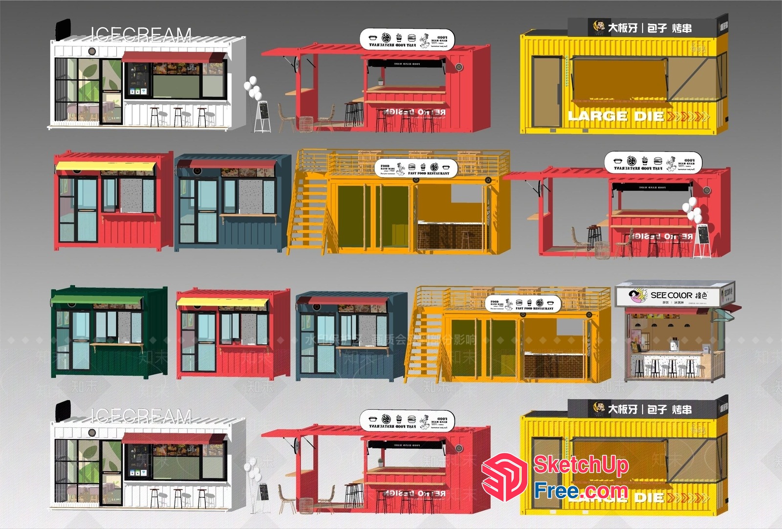 Modern Food Truck Collection 3D SketchUp File