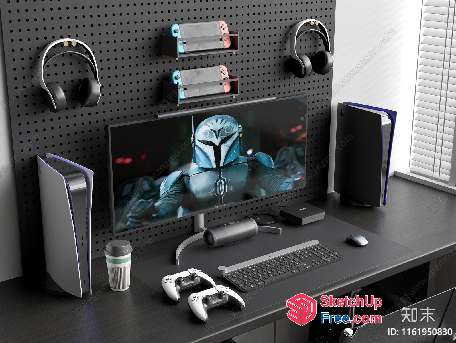Modern Gaming Setup With Bo-Katan Kryze Theme 3D SketchUp File