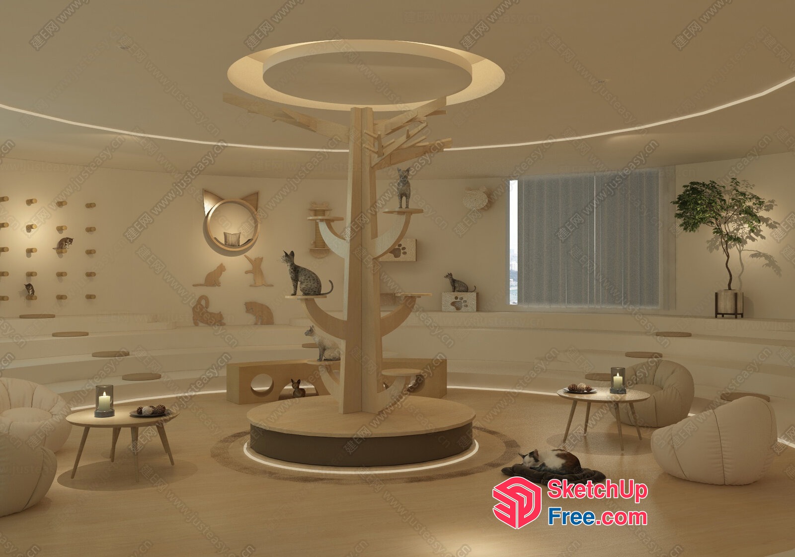 Modern Cat-Friendly Interior Design 3D SketchUp File