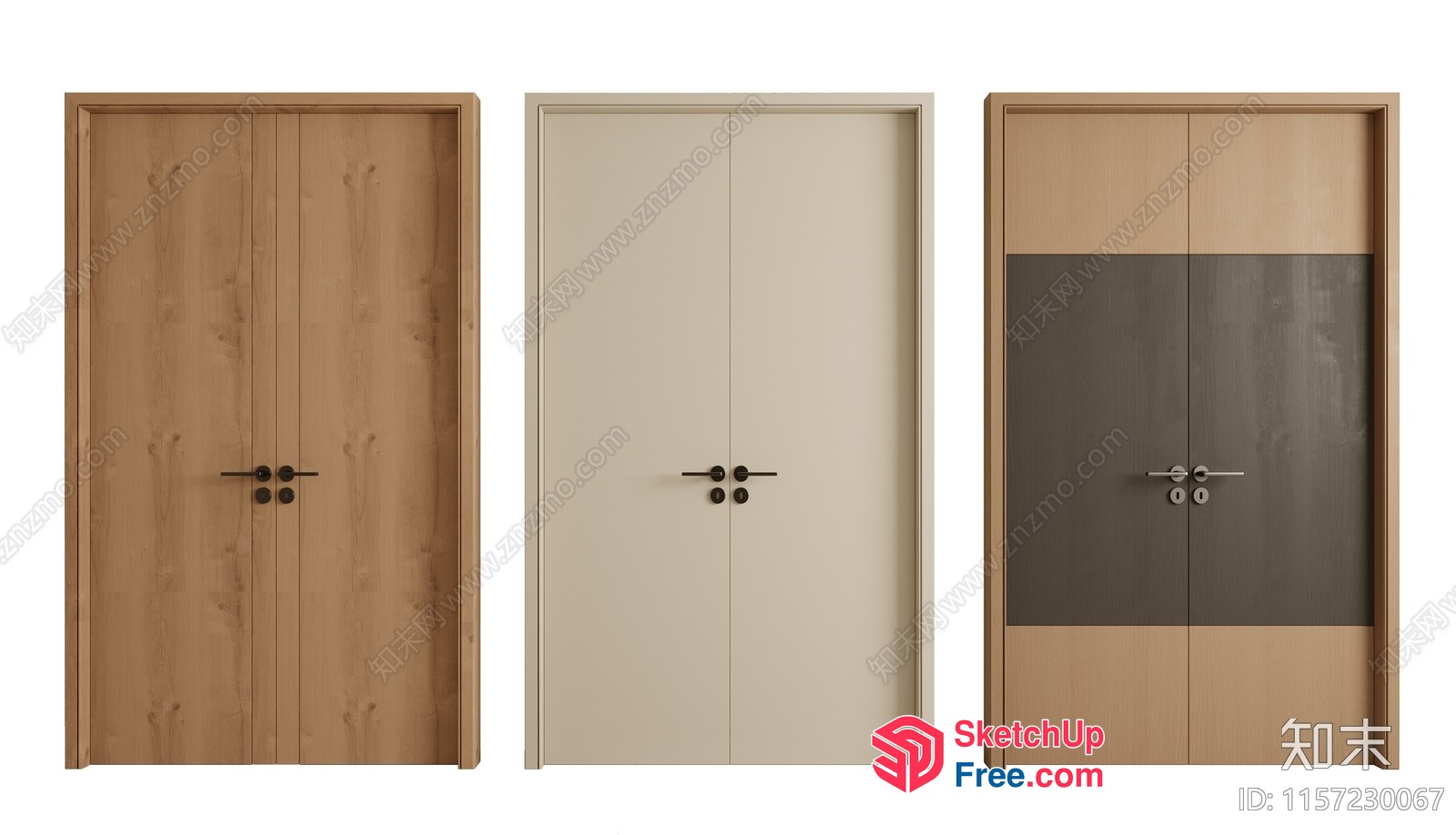 Three Doors With Locks 3D SketchUp File