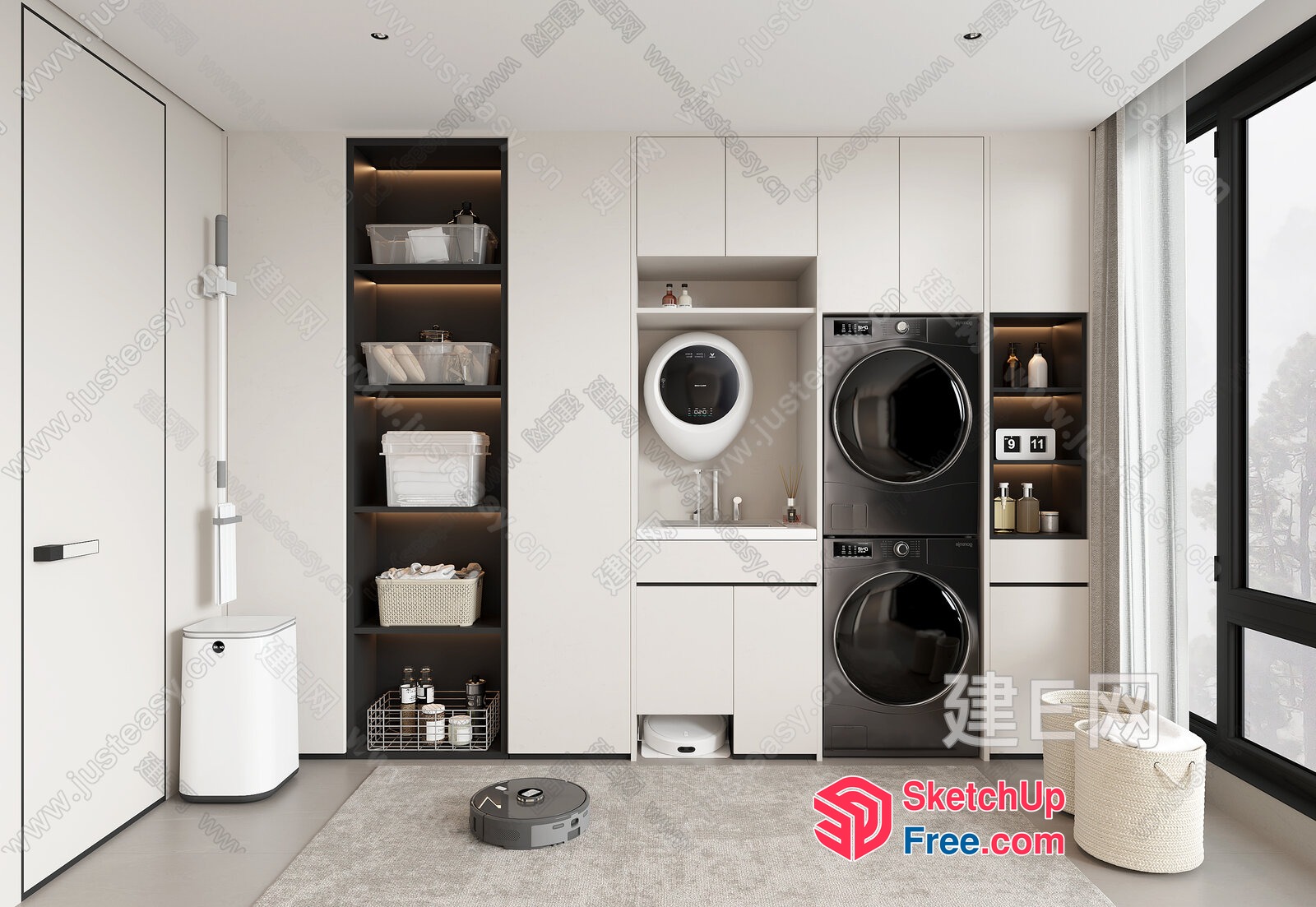 Modern Minimalist Laundry Room With Clean Lines 3D SketchUp File