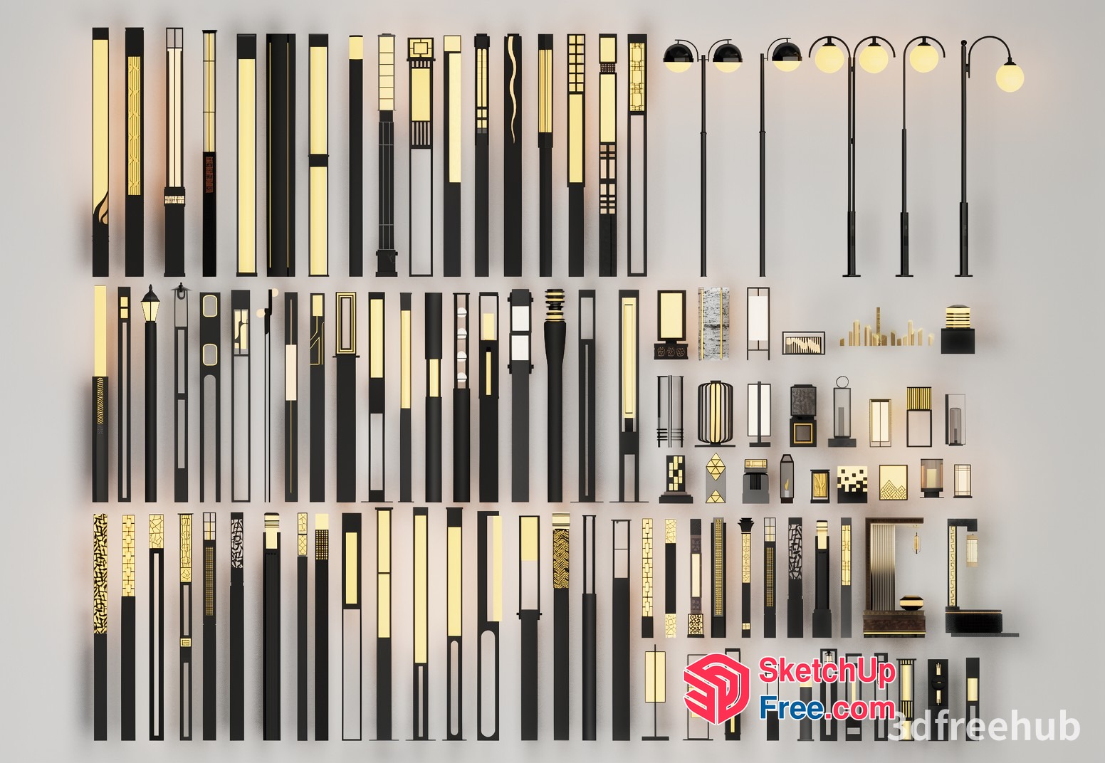 Elegant Pillars And Lighting Design 3D SketchUp File