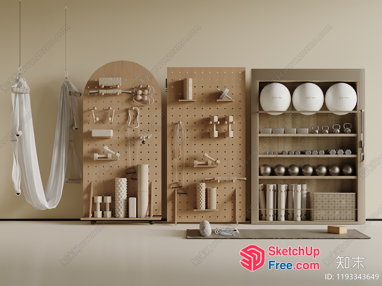 Minimalist Japanese-Style Gym Decor 3D SketchUp File
