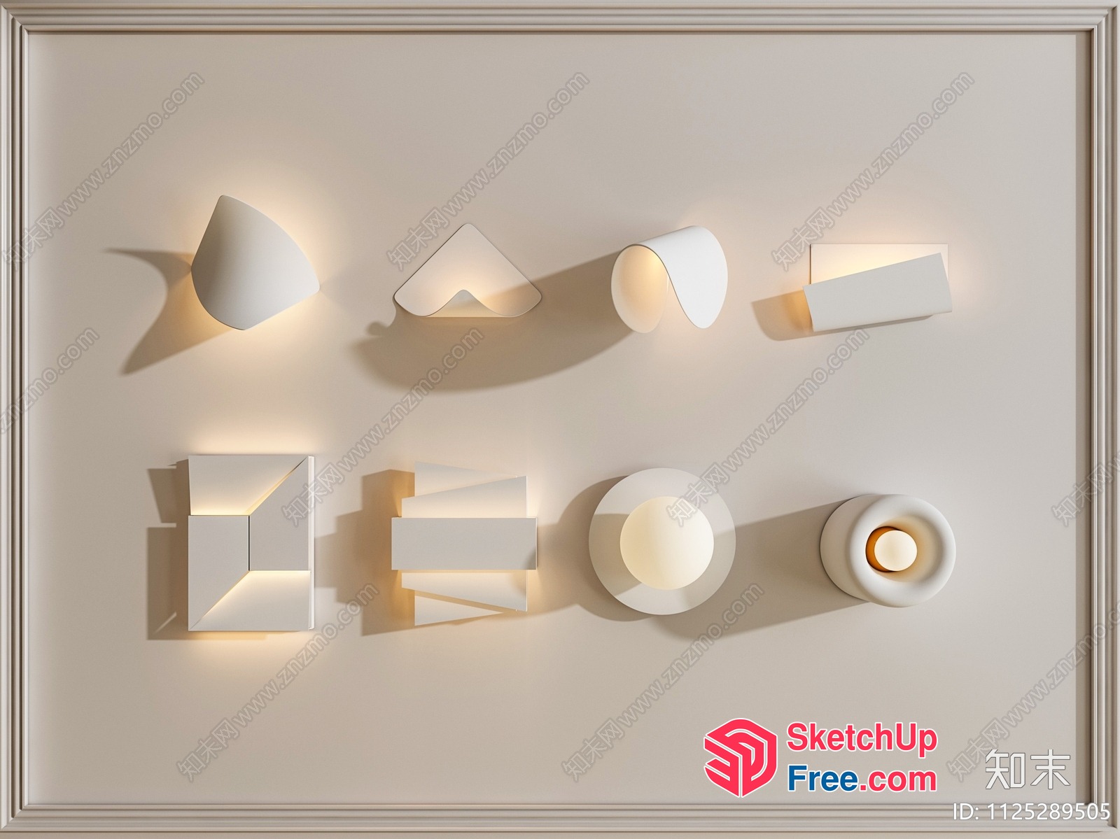 Contemporary White Wall Sconces 3D SketchUp File