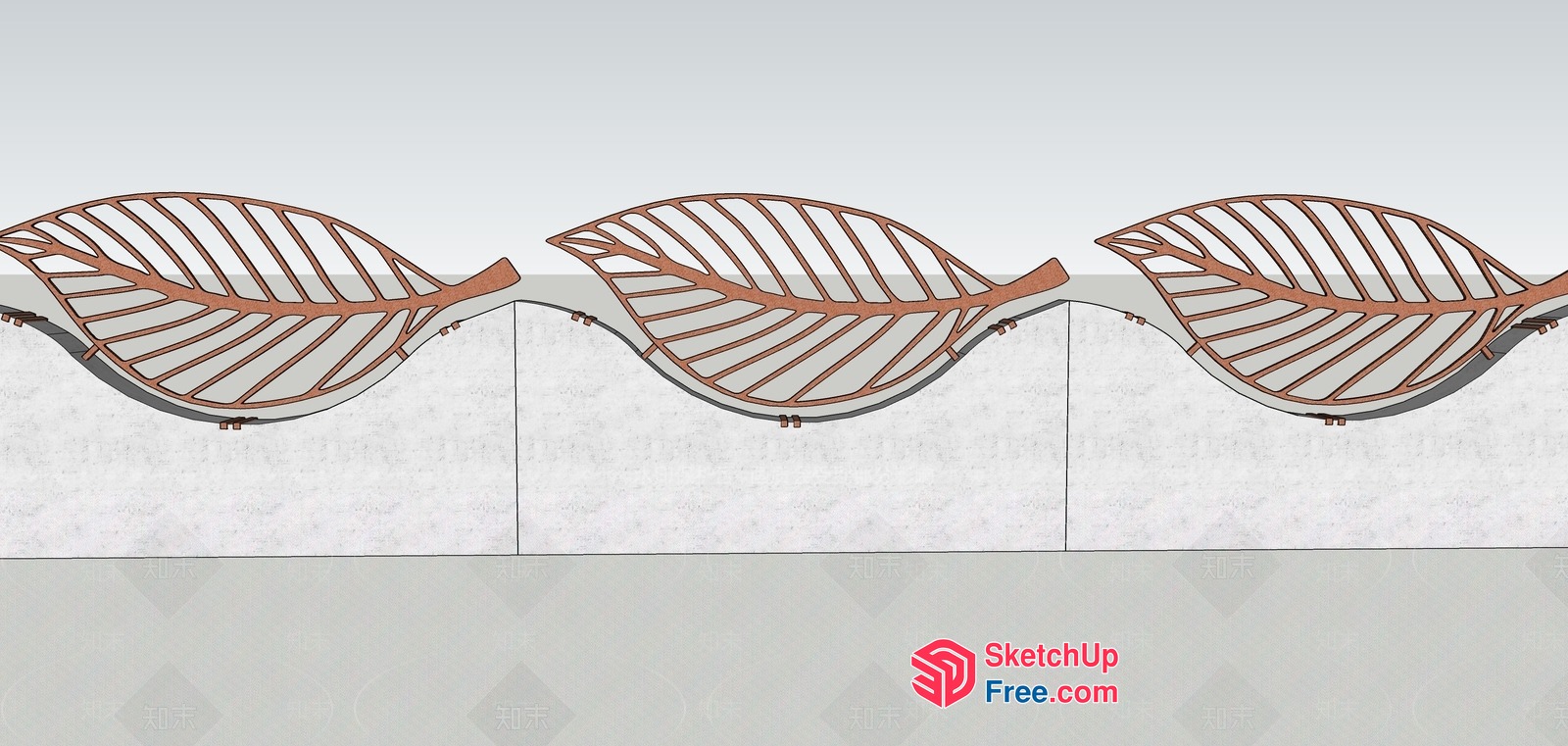 Decorative Leaf-Shaped Wall Art 3D SketchUp File