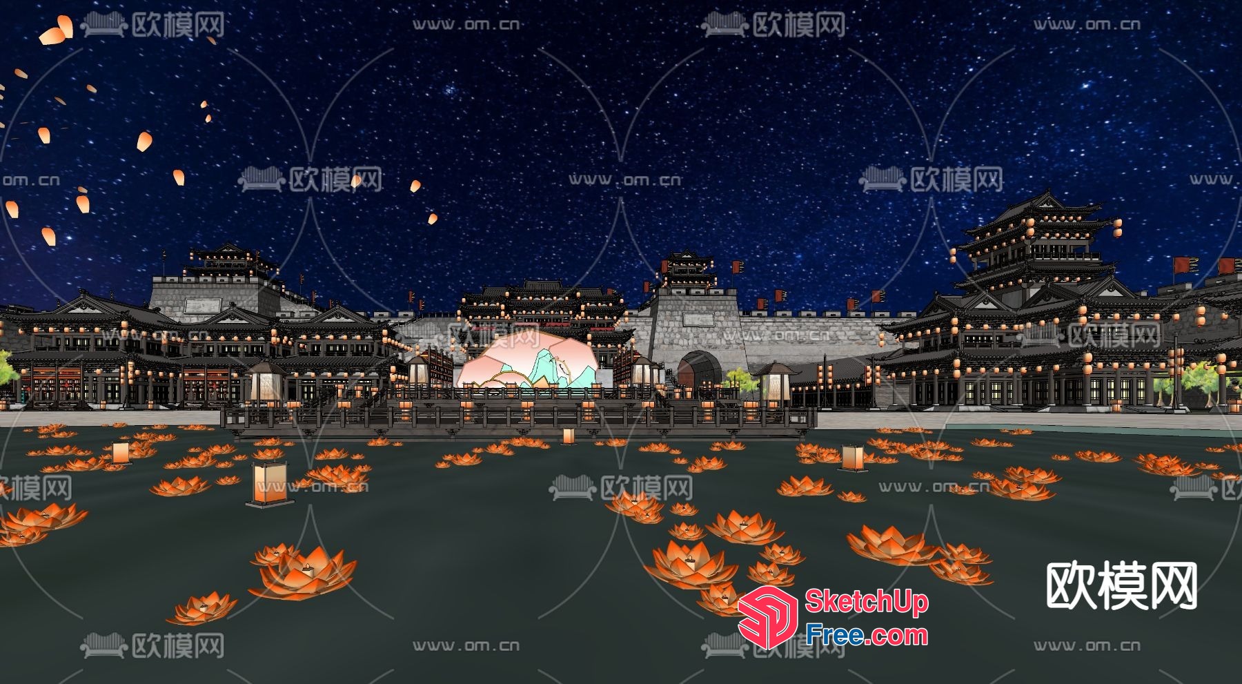 Traditional Asian Night Market 3D SketchUp File