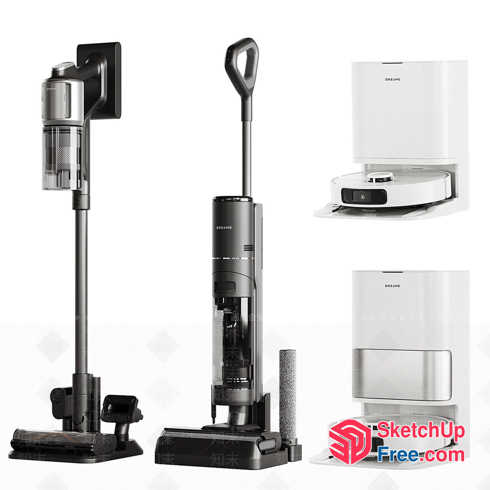 Dreame Cordless Vacuum Cleaners And Floor Scrubbers 3D SketchUp File
