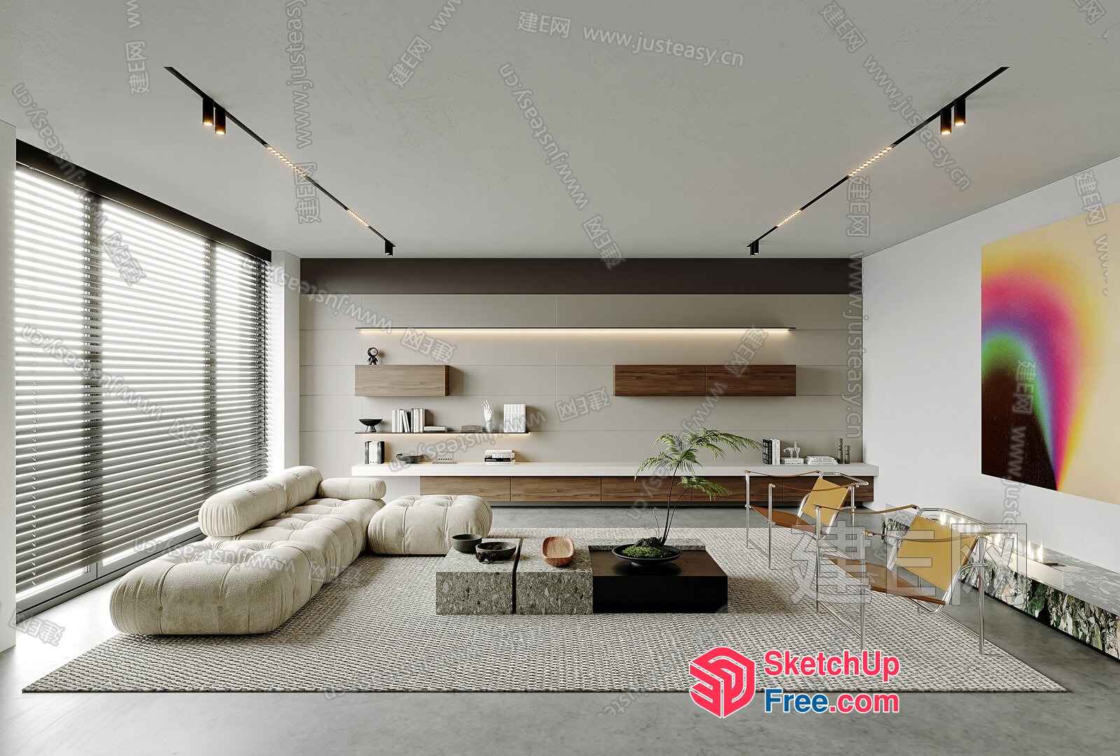 Modern Minimalist Living Room With Sleek Furniture And Natural Light 3D SketchUp File