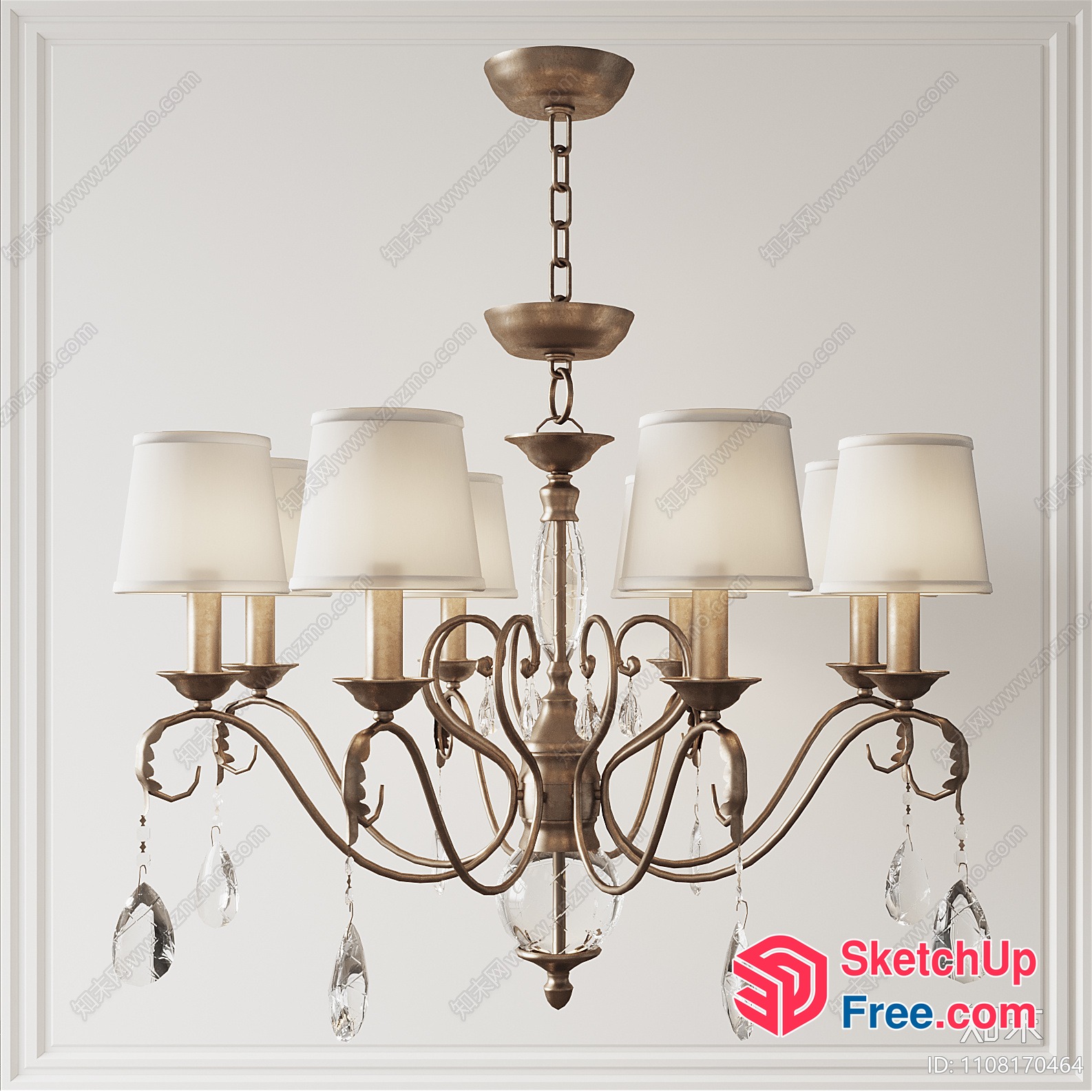 Elegant Chandelier With Crystal Accents 3D SketchUp File
